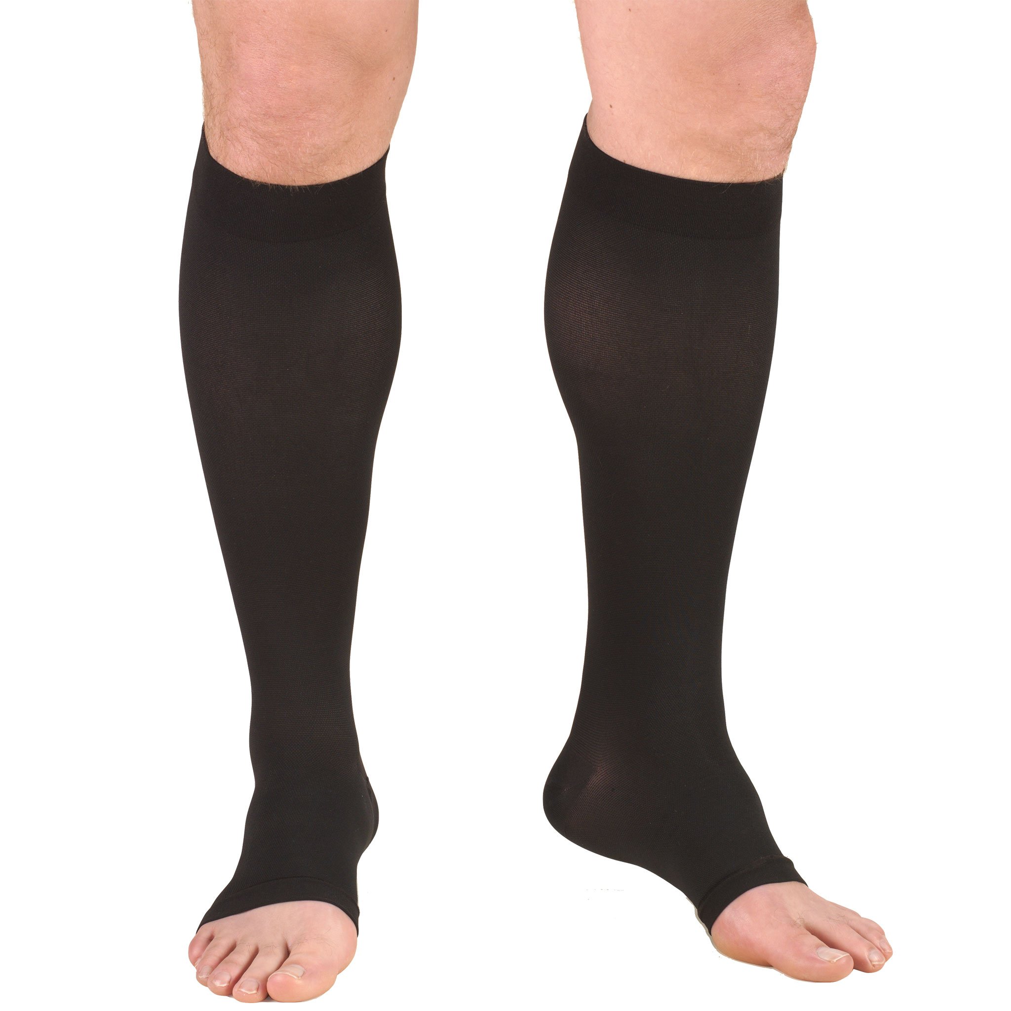 Truform 30-40 mmHg Compression Stockings for Men and Women, Knee High  Length, Open Toe, Black, 2X-Large 2X-Large (1 Pair) Black