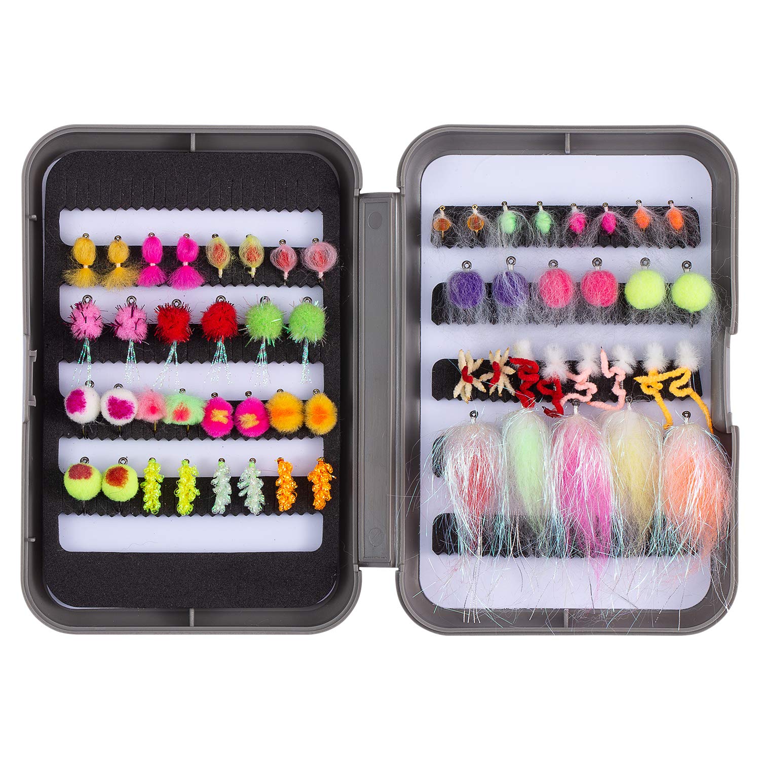 40Pcs Fly Fishing Dry Flies Assortment Kit with Waterproof Fly Box for  Fishing