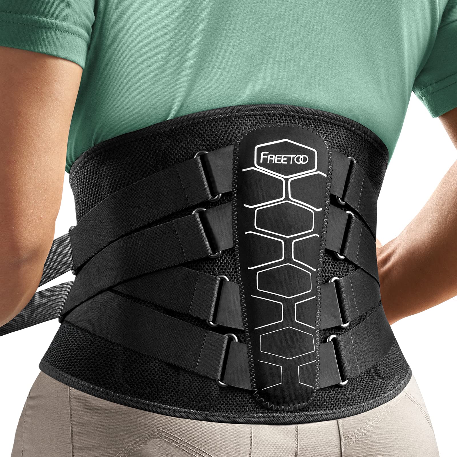 FREETOO Back Brace for Lower Back Pain Relief with Pulley System Lumbar  Support Belt for Men & Women with Lumbar Pad Ergonomic Design and Soft  Breathable 3D Knit Material for Herniated Disc
