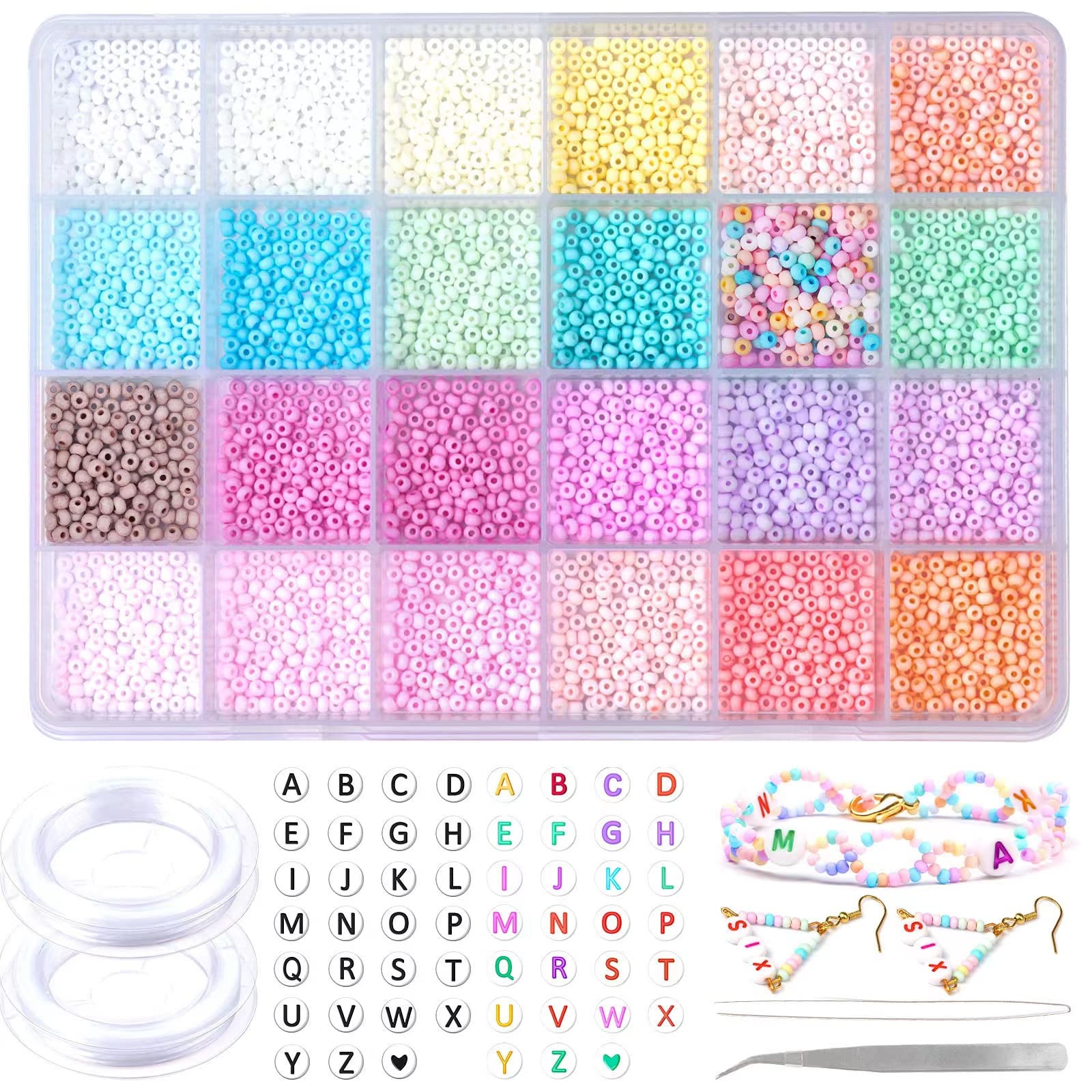 Seed Beads for Bracelets, 24 Colors 3mm Colored Small Glass Beads for  Bracelets Jewelry Making Crafts