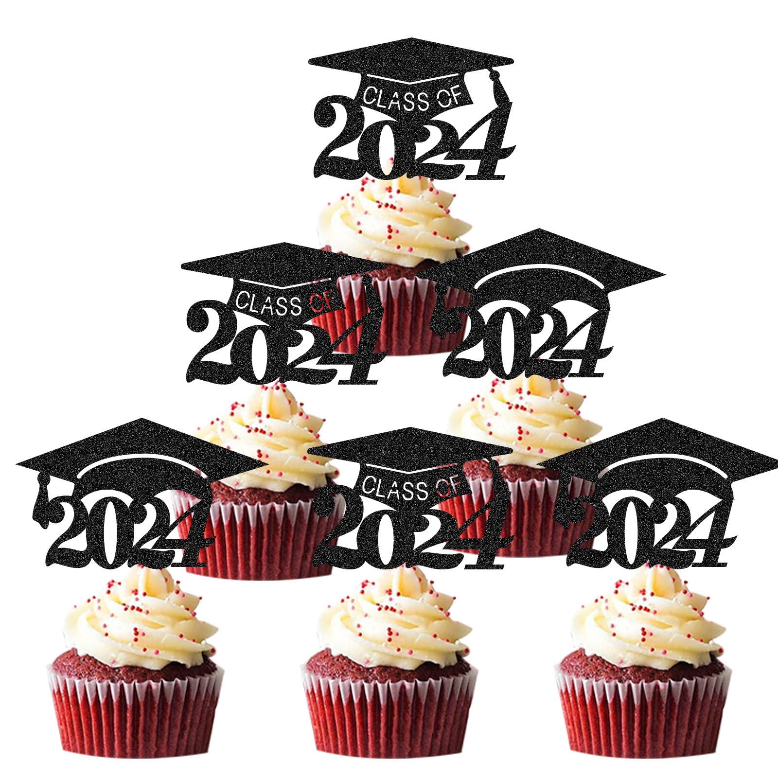 24Pcs 2024 Graduation Cupcake Toppers - Graduation Cake Decorations ...