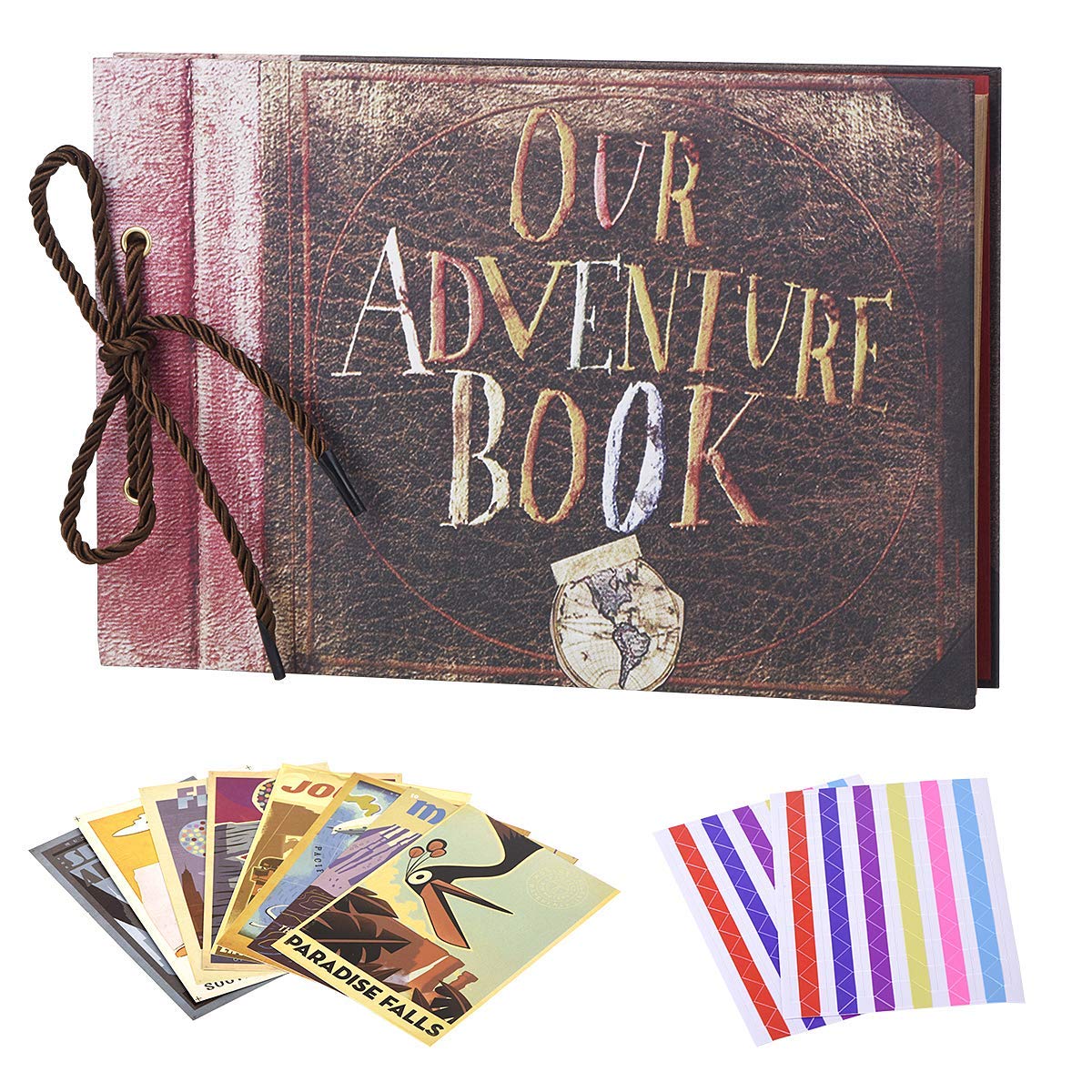 LINKEDWIN Our Adventure Book, Pixar Up Themed Scrapbook with Movie Postcards, Wedding and Anniversary Photo Album, Memory Keepsake, 11.6 x 7.5 inch