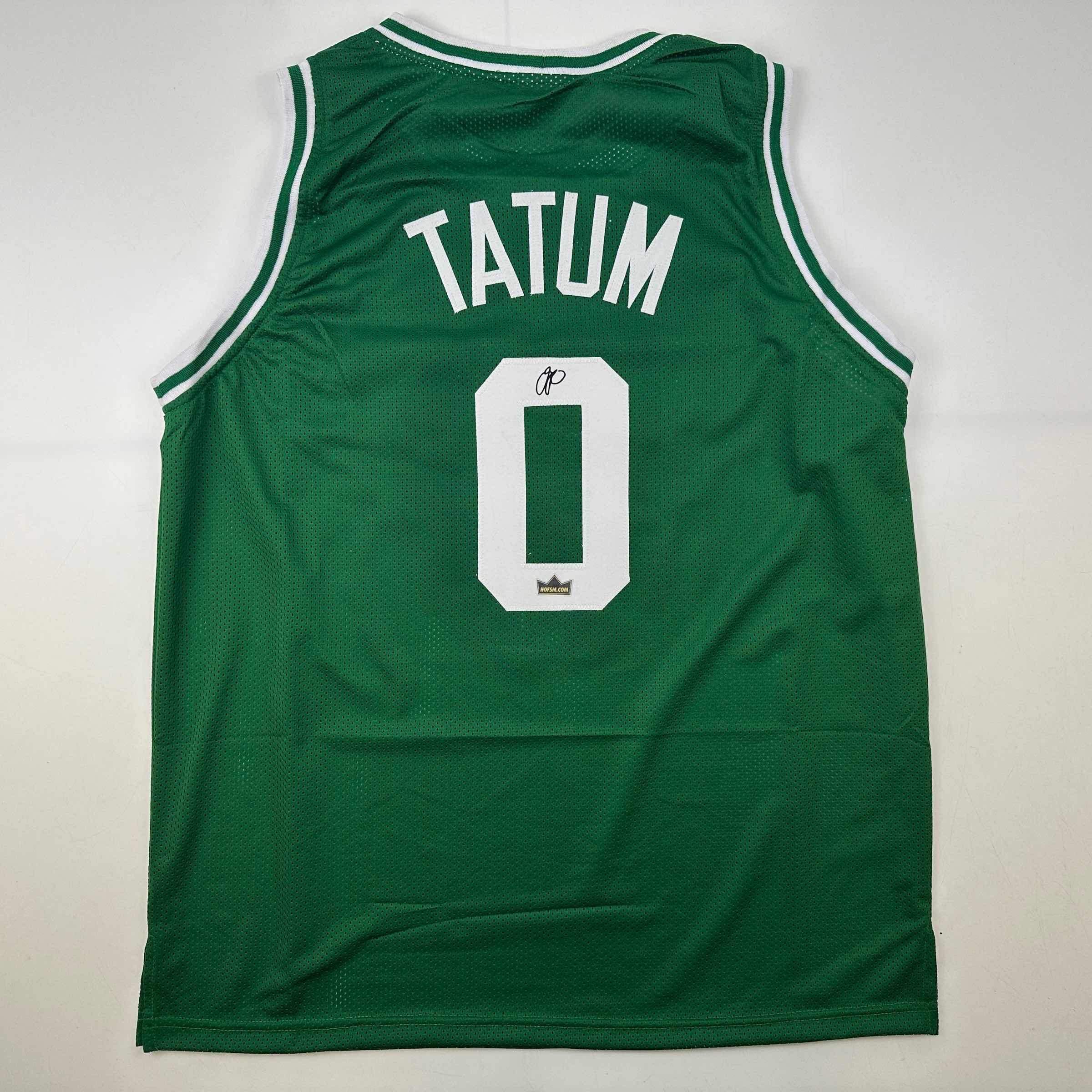 Jayson Tatum Autograph Jersey Green Framed 37x45 - New England Picture