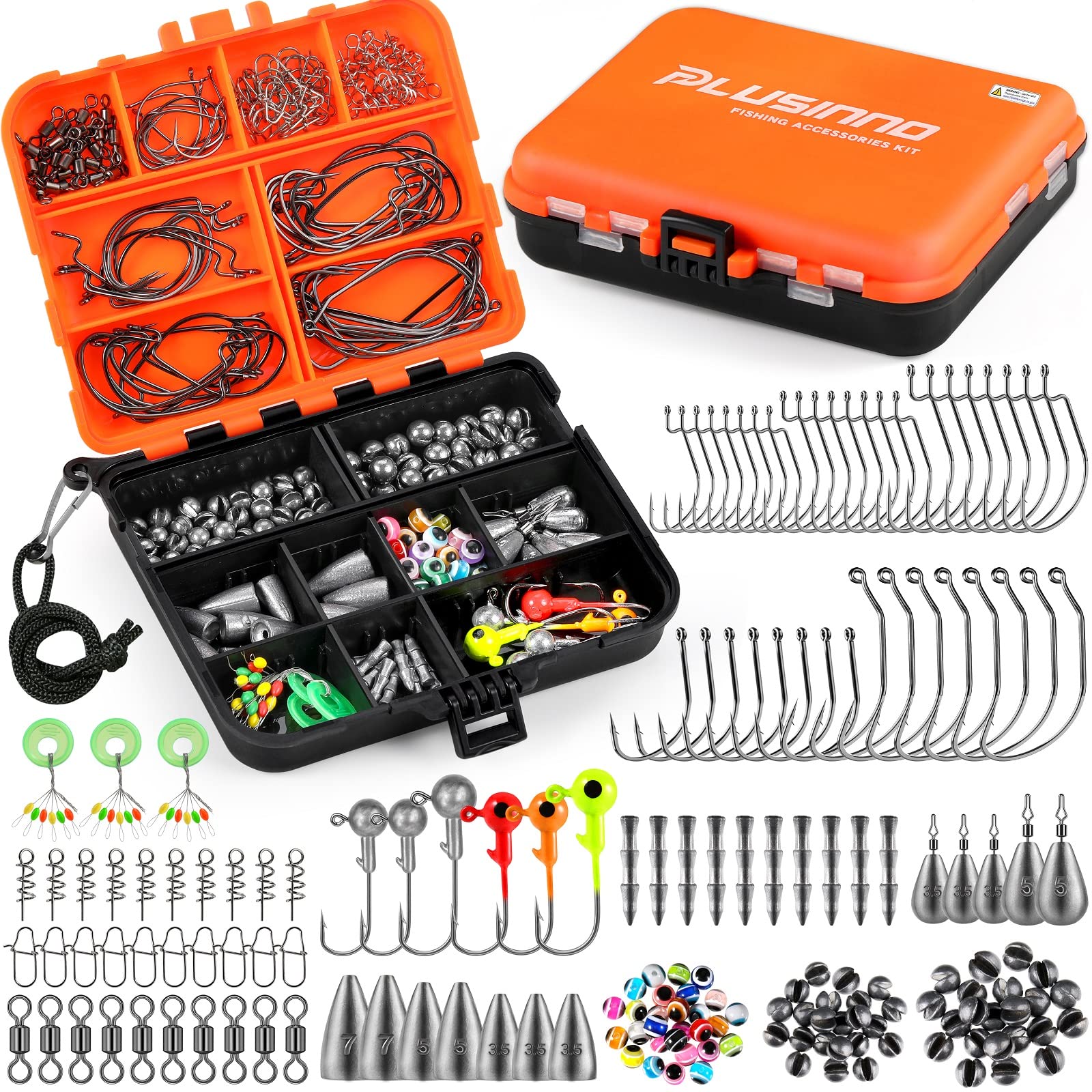PLUSINNO 397pcs Fishing Accessories Kit, Fishing Tackle Box with Tackle  Included, Hooks, Weights, Jig Heads, Swivels Snaps Combined into 12 Rigs, Fishing  Gear Equipment for Bass, Bait Rigs -  Canada