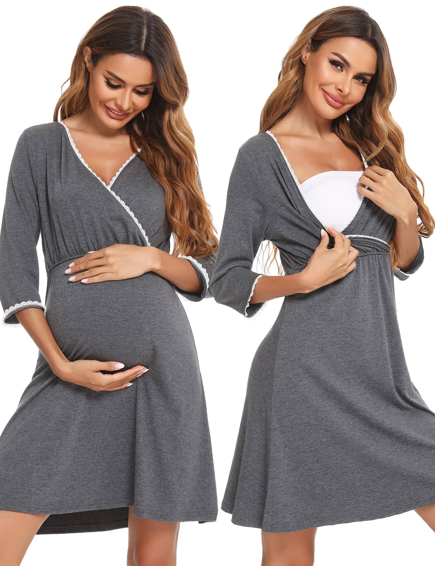Sykooria Women's Maternity Nightdress Breastfeeding Nightwear