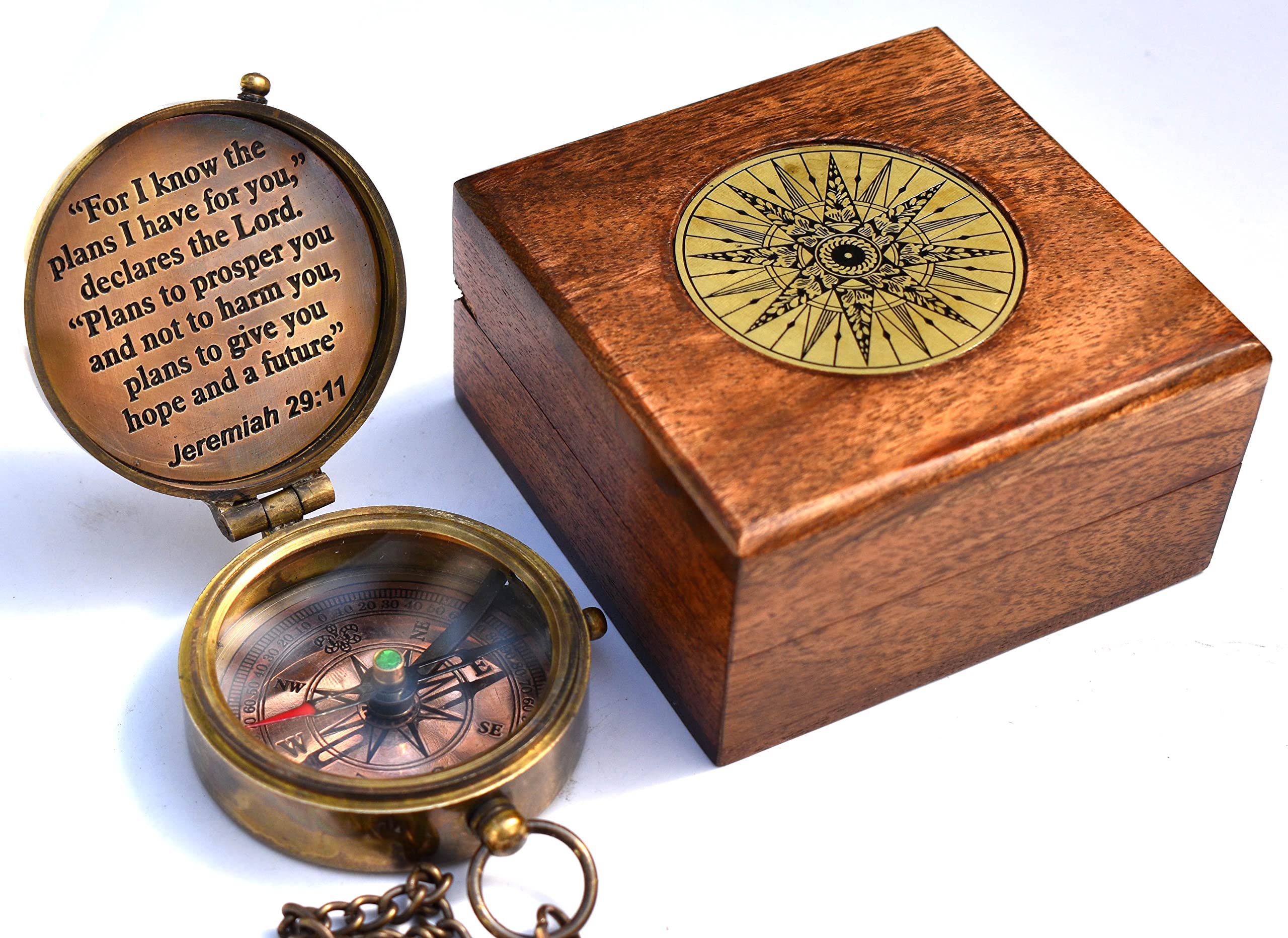 Artshai antique brass pocket watch with wood box golden analogue watch long  chain unique gifts for men : Amazon.in: Fashion