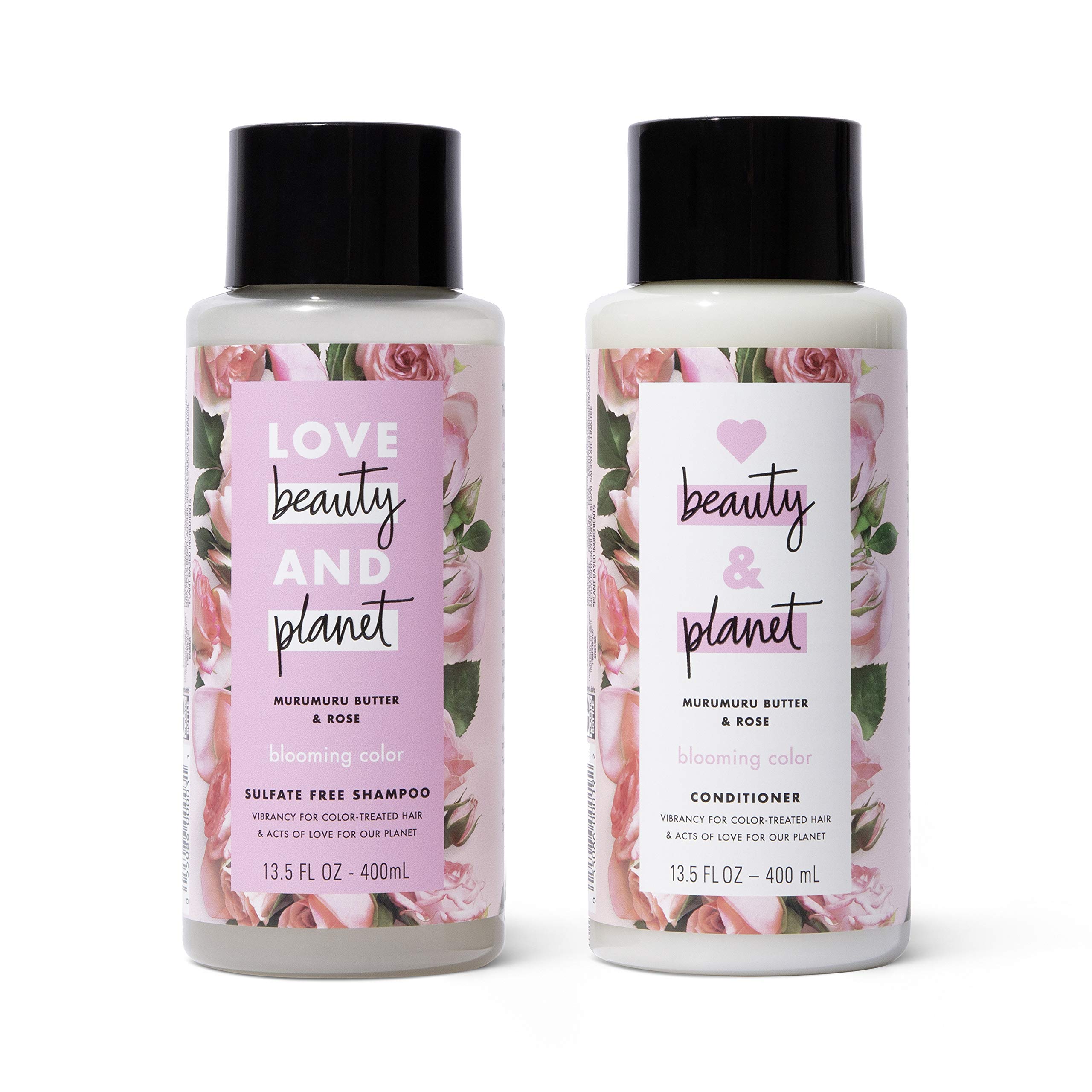 Love Beauty and Planet Shampoo & Conditioner for Color-Treated Hair  Murumuru Butter & Rose Shampoo and Conditioner Silicone Free, Paraben Free  and Vegan, White, 13.5 Fl Oz (Pack of 2) Shampoo and