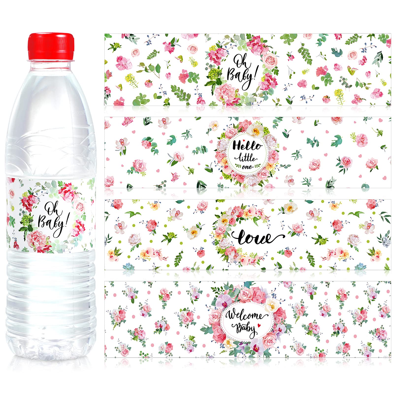 Printable Or Printed Floral Baby Shower Mother Water Bottle Labels Flo