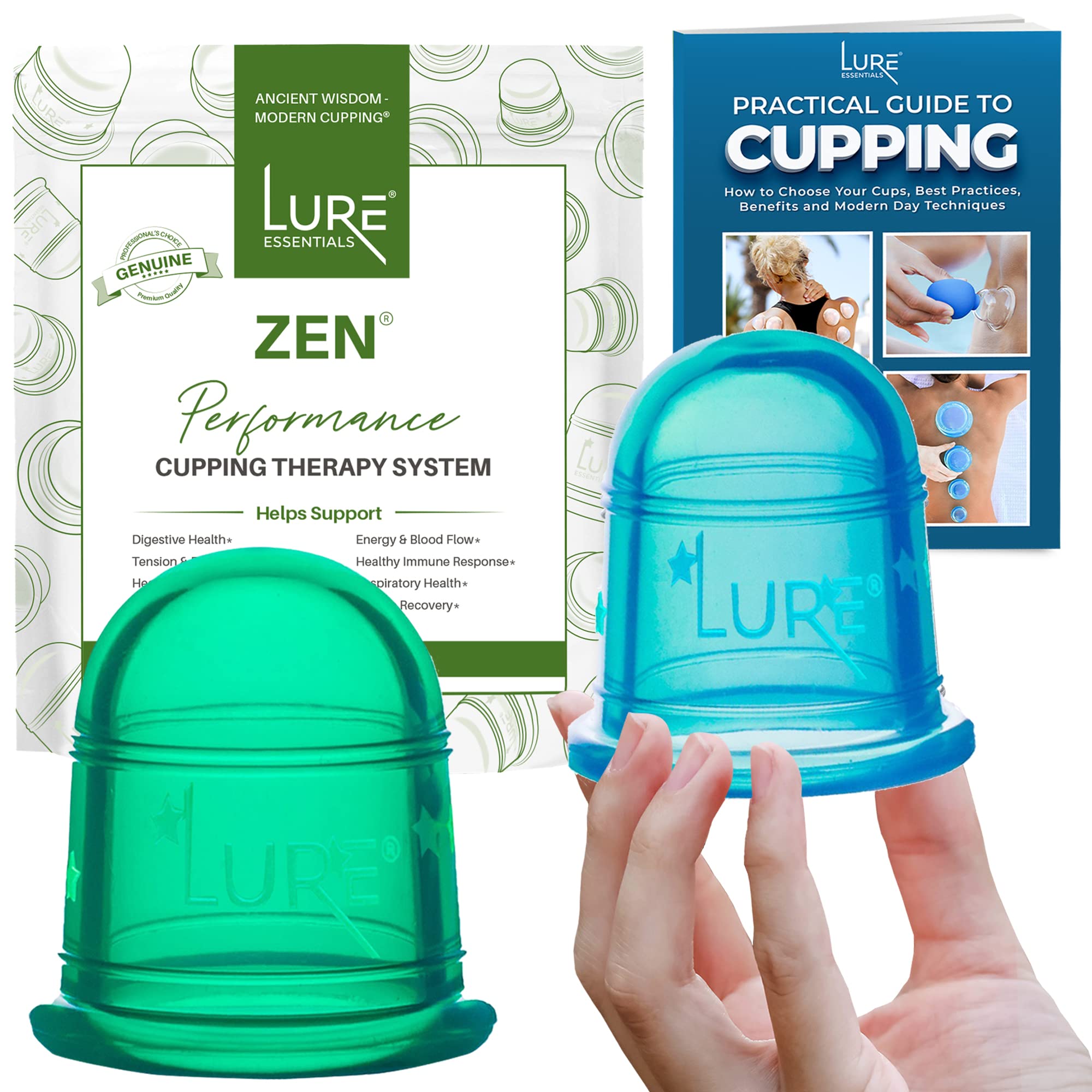 LURE Essentials Ionic Energy Cupping Therapy Set – Cupping Kit for Massage  Therapy –Silicone Cupping Set for Joints – Plantar Fasciitis Foot Pain –