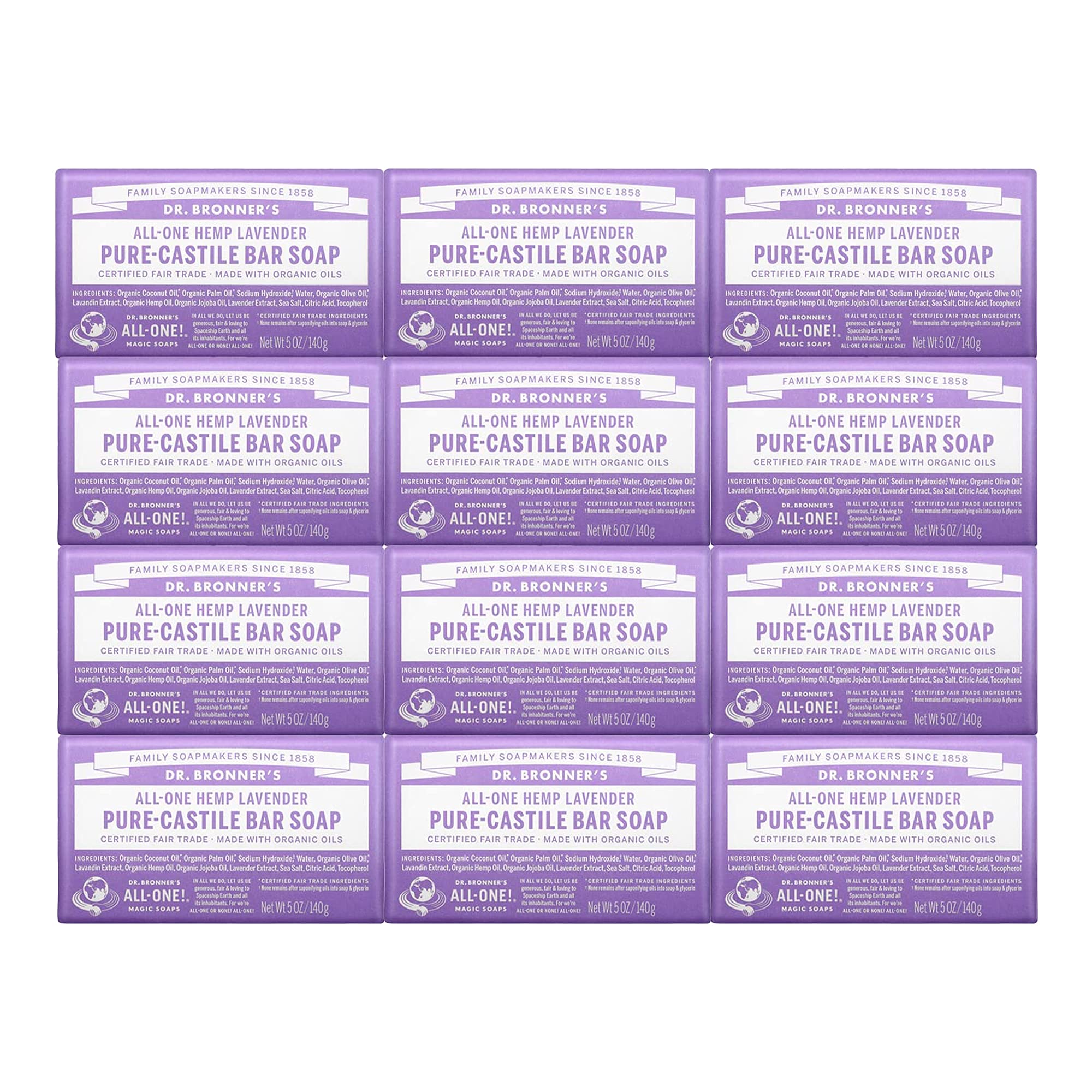 Dr Bronners Bar Soap, Pure-Castile, All-One Hemp Lavender - 5 oz