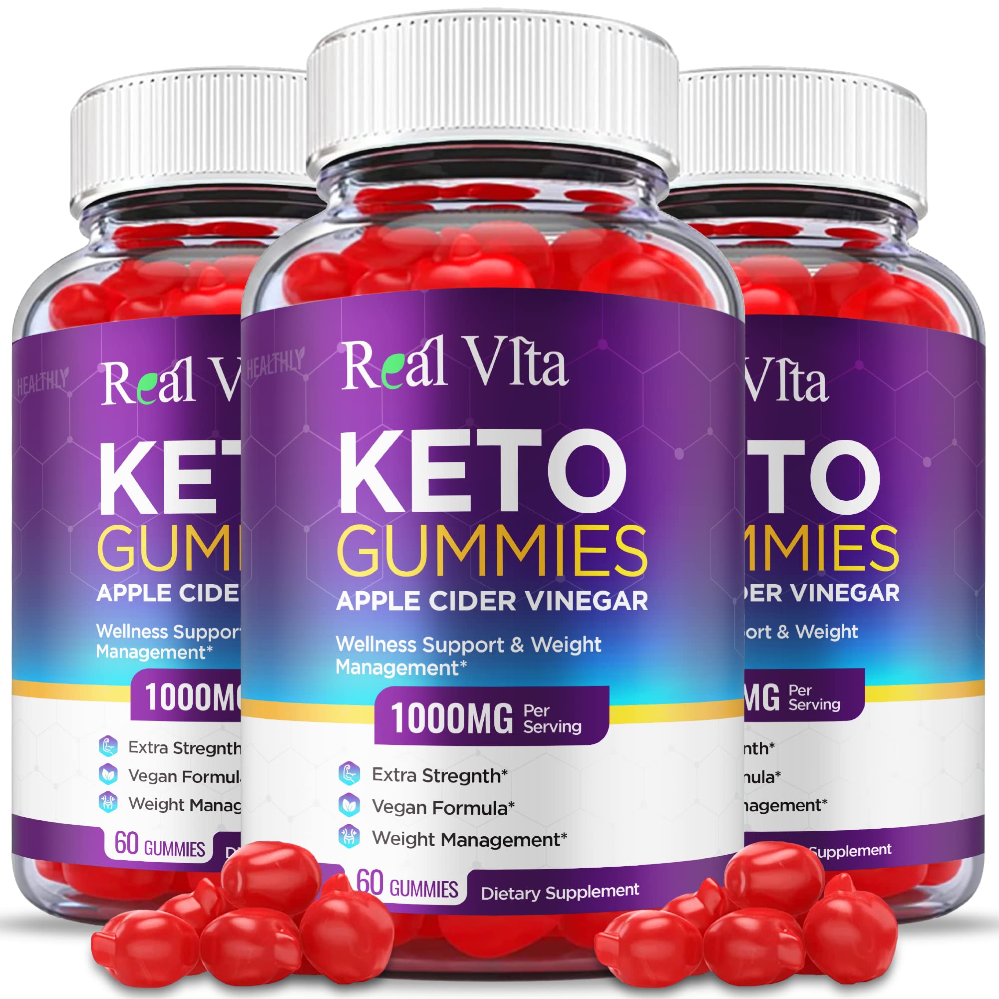 3 Pack) Real Vita Keto Gummies - Official Formula Vegan - Real