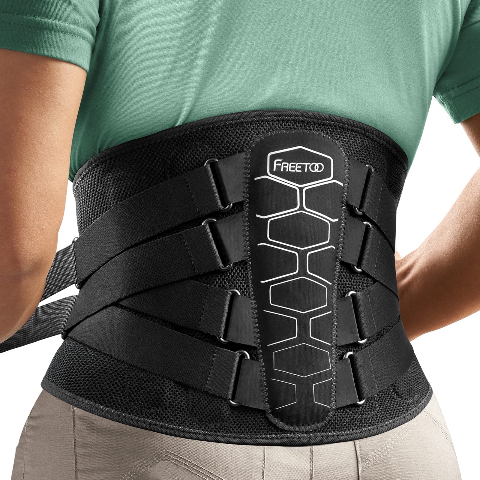 FREETOO Back Brace for Lower Back Pain Relief with Pulley System,Lumbar  Support Belt for Men & Women with Lumbar Pad, Ergonomic Design and Soft  Breathable 3D Knit Material,for Herniated Disc,Sciatica High Support