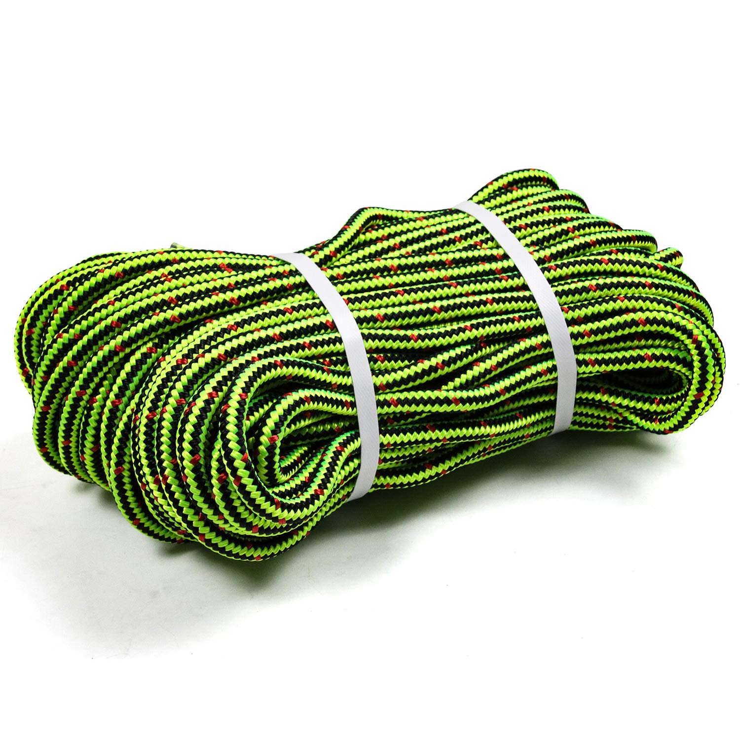 Perantlb 16 Strand Arborist Climbing Rope, UV Resistant and Weather  Resistant Double Braided Boat rope1 / 2by 150 'Black with Green