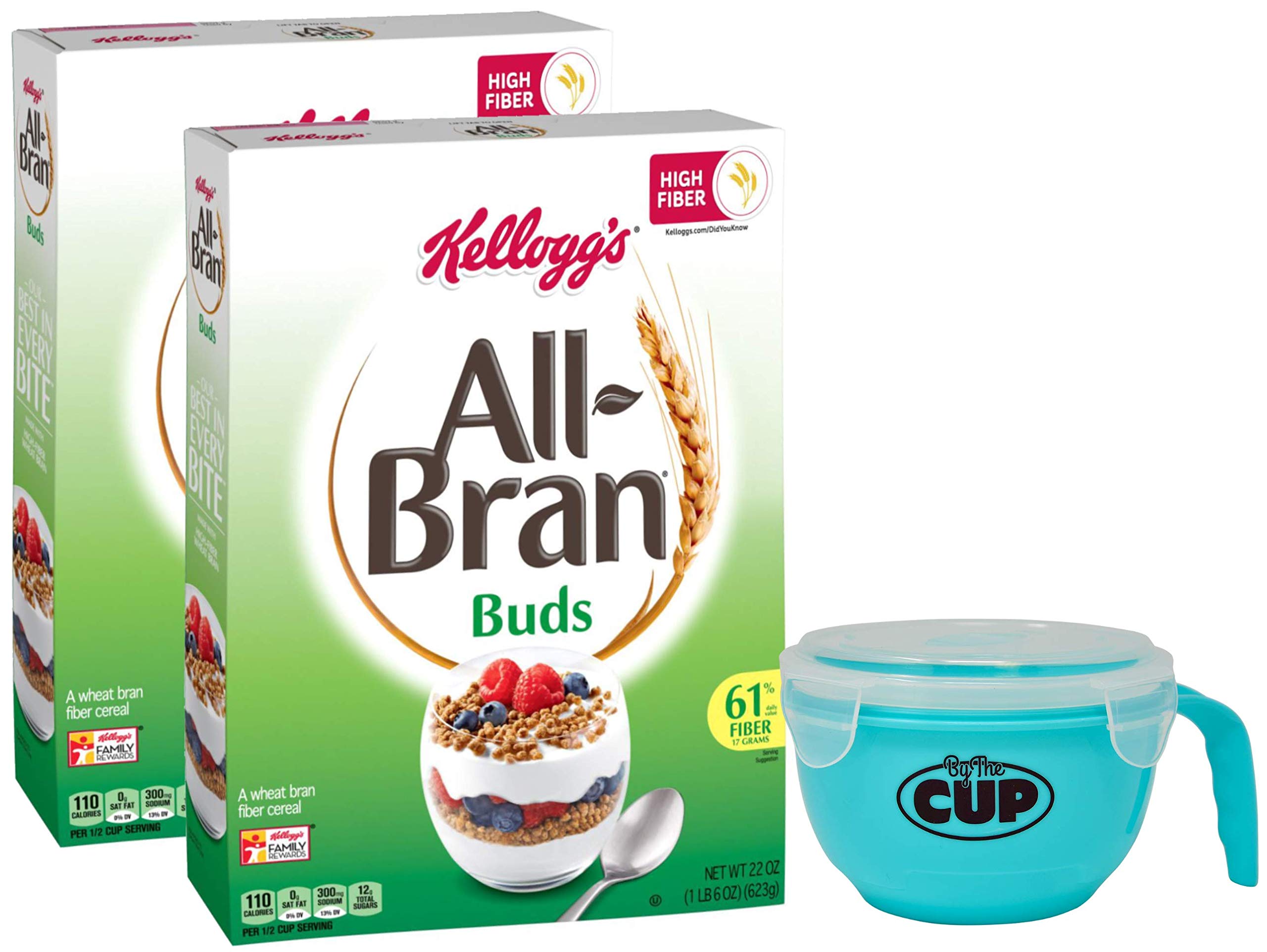 Kelloggs All Bran Buds Cereal 22 Ounce Box Pack Of 2 With By The Cup Cereal Bowl