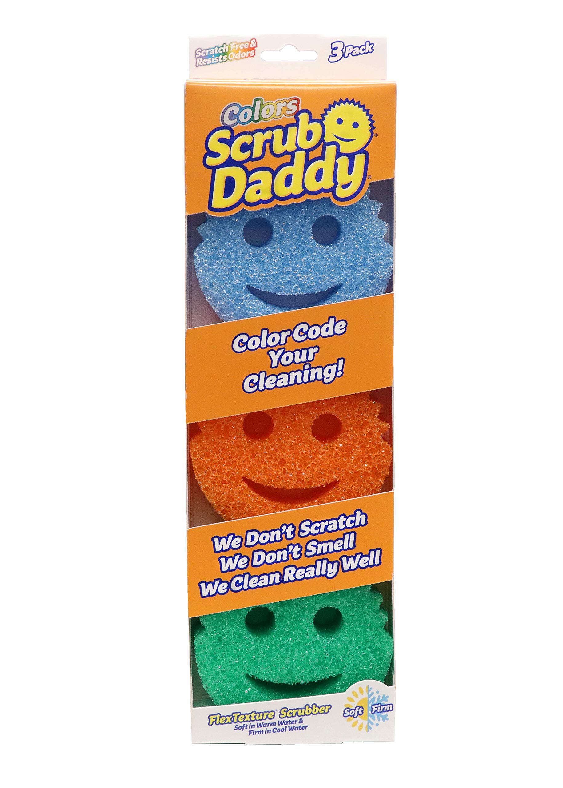 Scrub Daddy Sponge - Dye Free - Scratch-Free Scrubber for Dishes and Home,  Odor Resistant, Soft in Warm Water, Firm in Cold, Deep Cleaning, Dishwasher