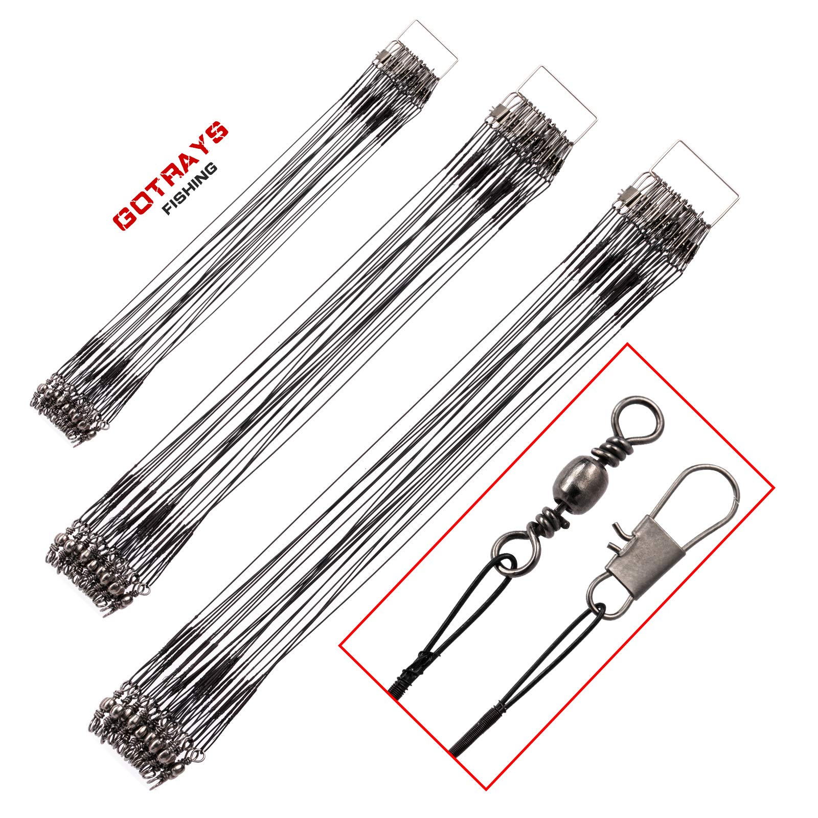 GOTRAYS Fishing Leaders, Fishing Leader Line Stainless Steel Wire with  Swivels Snap for Lures or Hooks, Steel Leader Fishing for Saltwater  Freshwater, Fishing Wire Leader 60Pcs/Package 