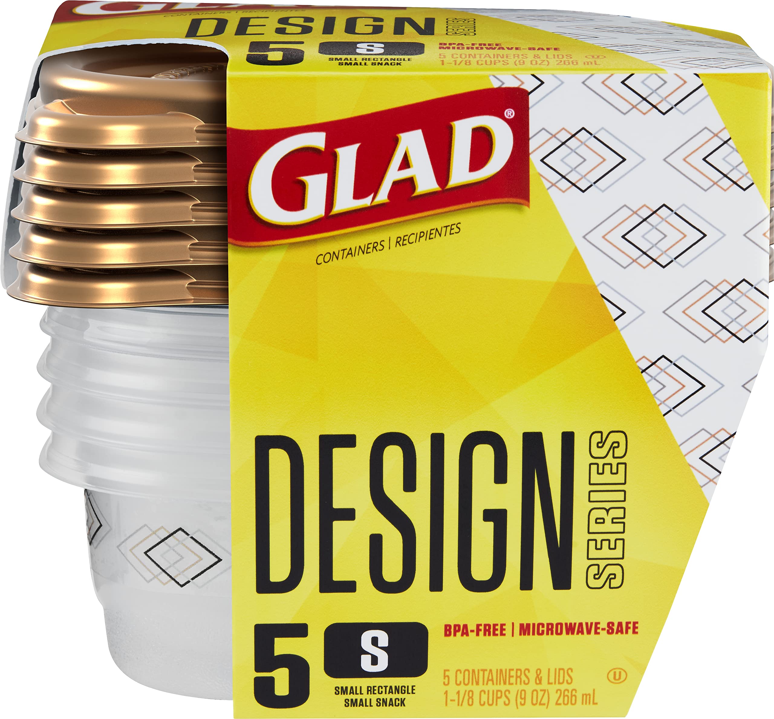 Glad Designer Series Plastic Containers and Lids Medium Rectangle