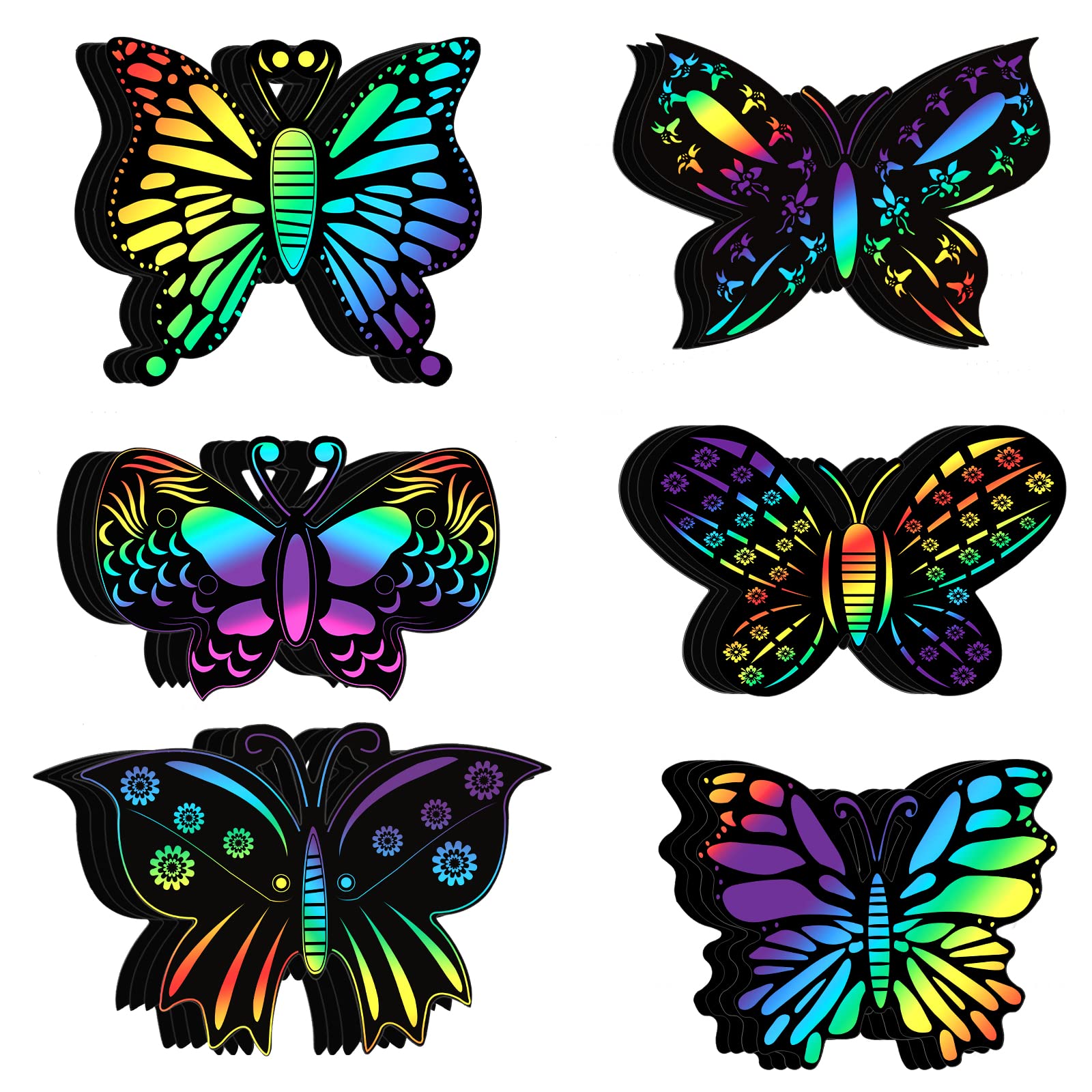 Lusofie 24 Pieces Butterfly Scratch Cards Scratch Crafts Art Card ...
