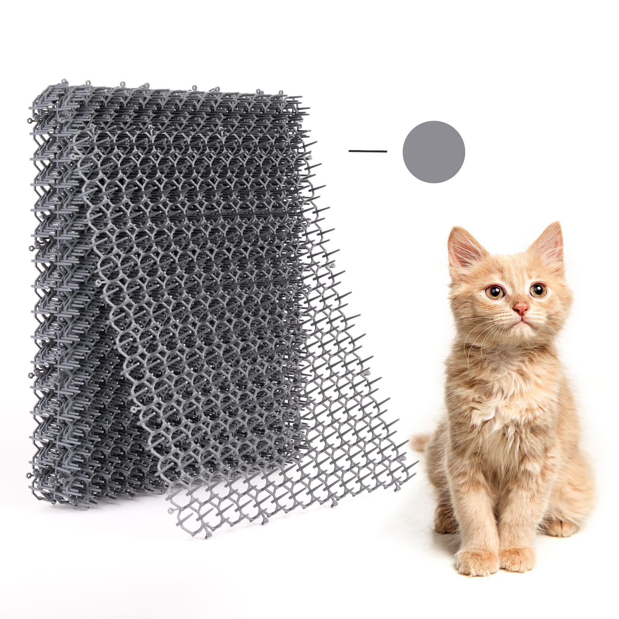 Cat Deterrent Scat Mat Set of 10 Grey Spike Mats 16.5 x 13.4 Inch 1 Inch Spikes Effective Cat Repellent for Indoor Outdoor Use in All Seasons