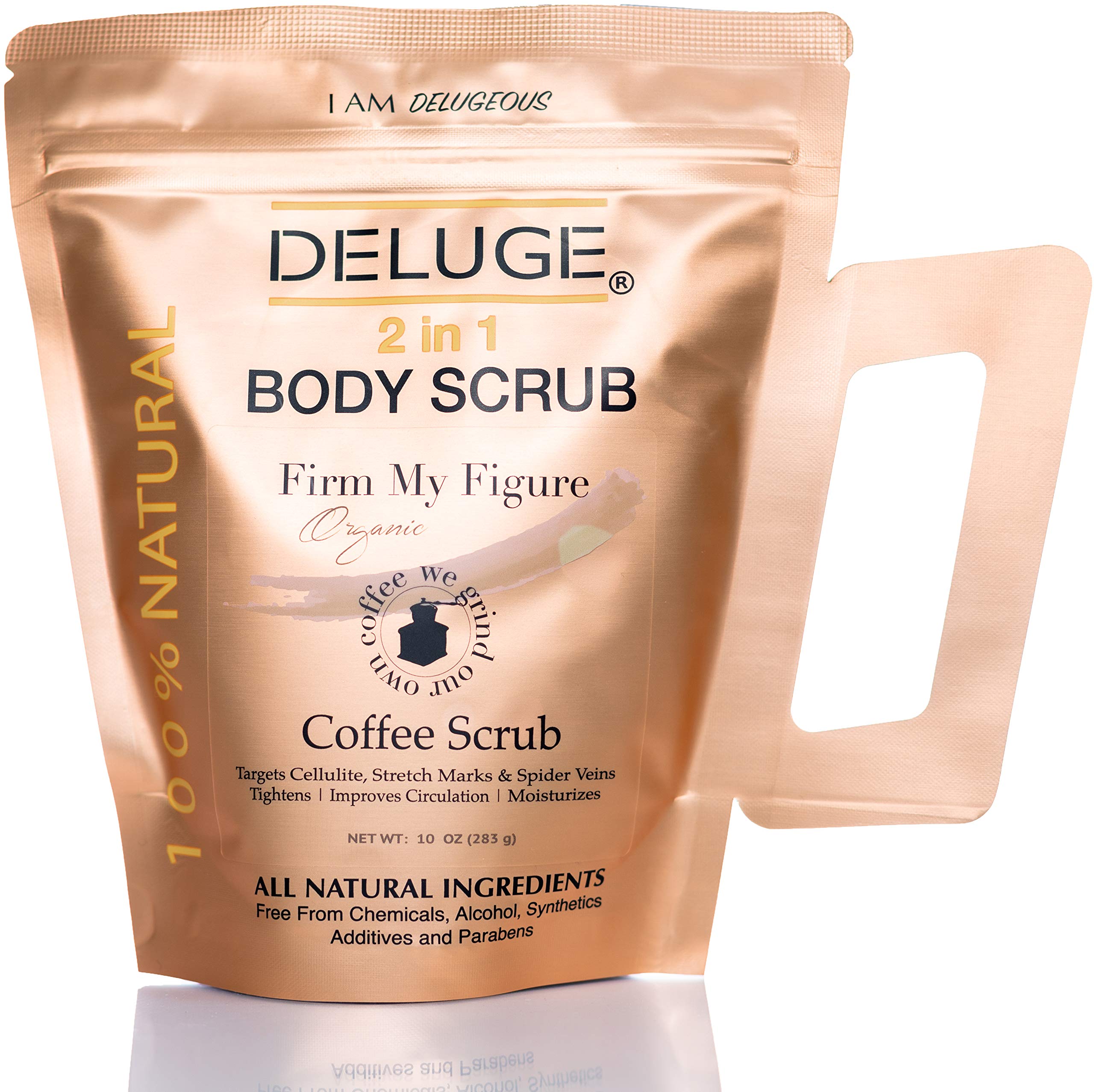 Deluge Coffee Scrub for Cellulite and Stretch Marks Body Exfoliant and  Hydrating Cellulite Treatment with Shea Butter Coconut Oil and Dead Sea  Salt Firms Tones and Moisturizes Skin (10 oz) 10 Ounce (