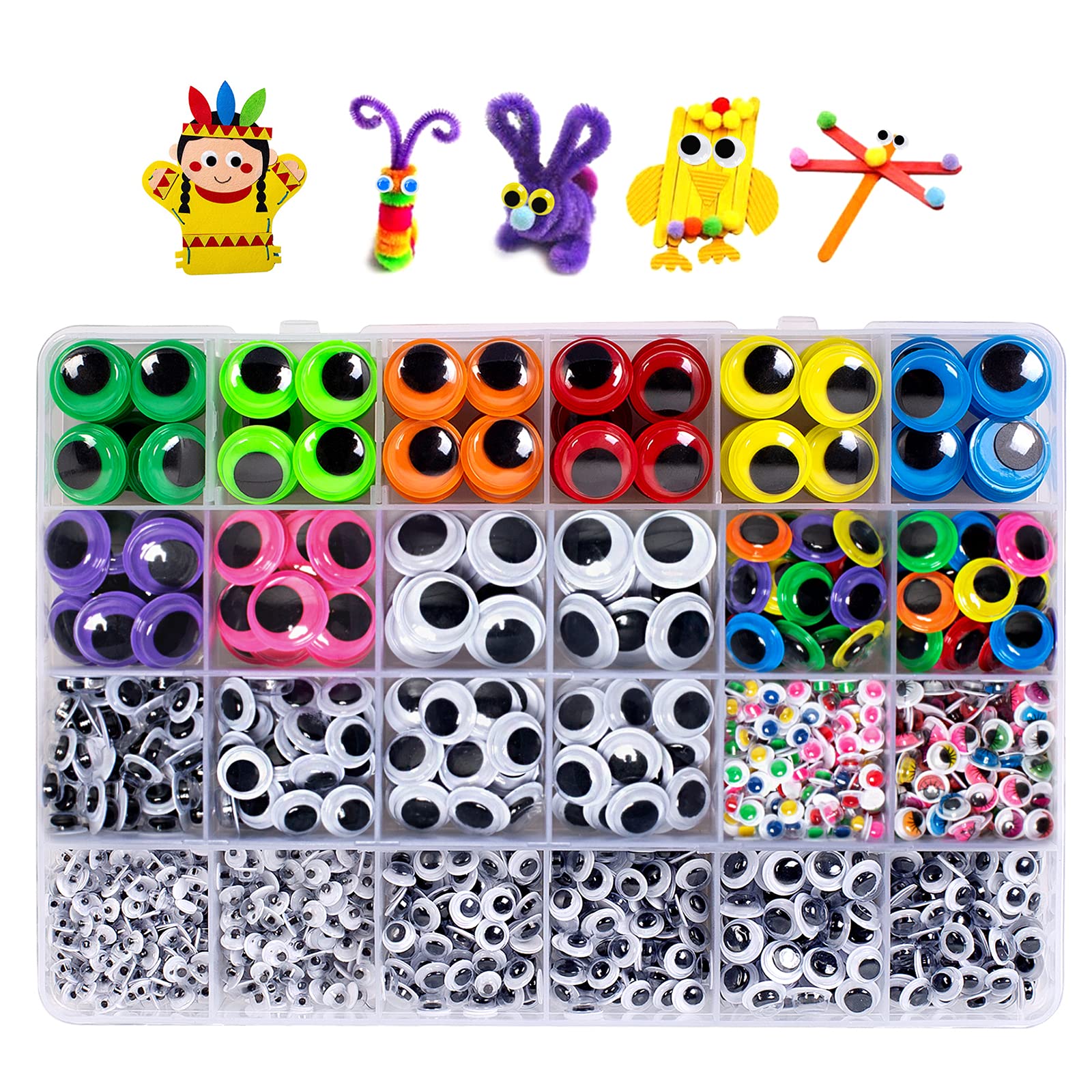 GCVOPTON 1680pcs Googly Eyes Self Adhesive, Google Eyes for Crafts, Multi Colored Assorted Sizes Wiggle Eyes for DIY, Googly Eyes Stickers for Art