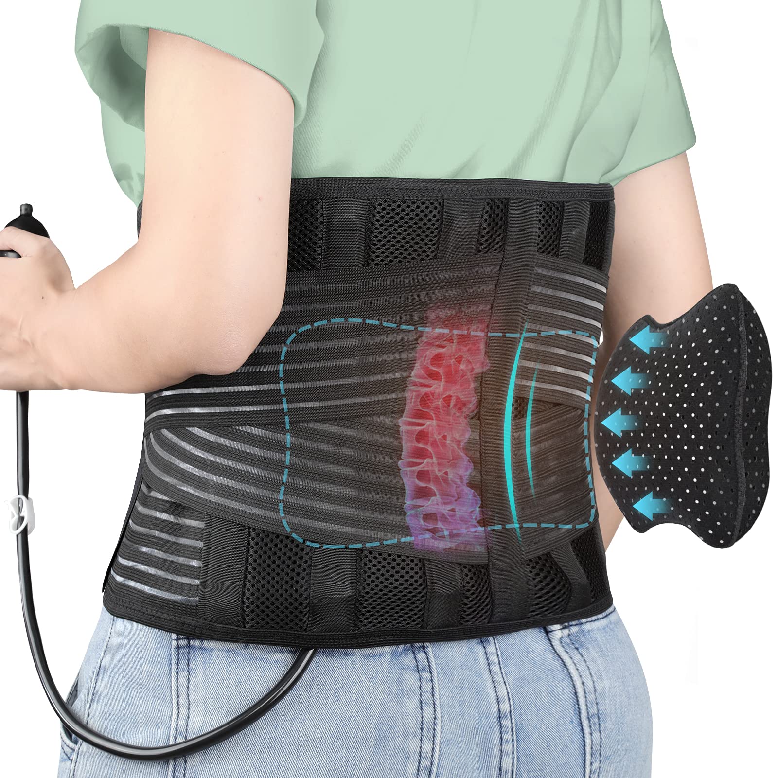 Womens Back Brace for Lower Pain Relief & Herniated Disc Sciatica,Back  Support Belt for Lifting at Work Scoliosis,Black,M