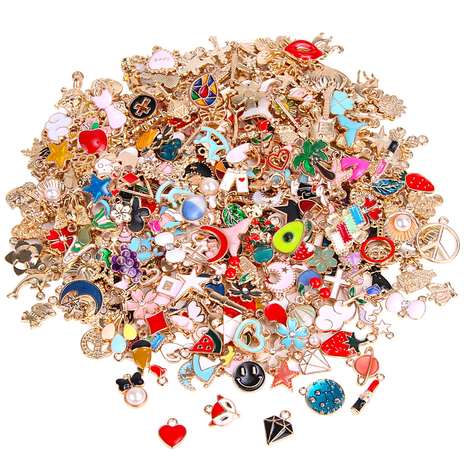 YUEAON 300pcs Bulk Lots Charms for Jewelry Making Supplies Kit Craft Accessories