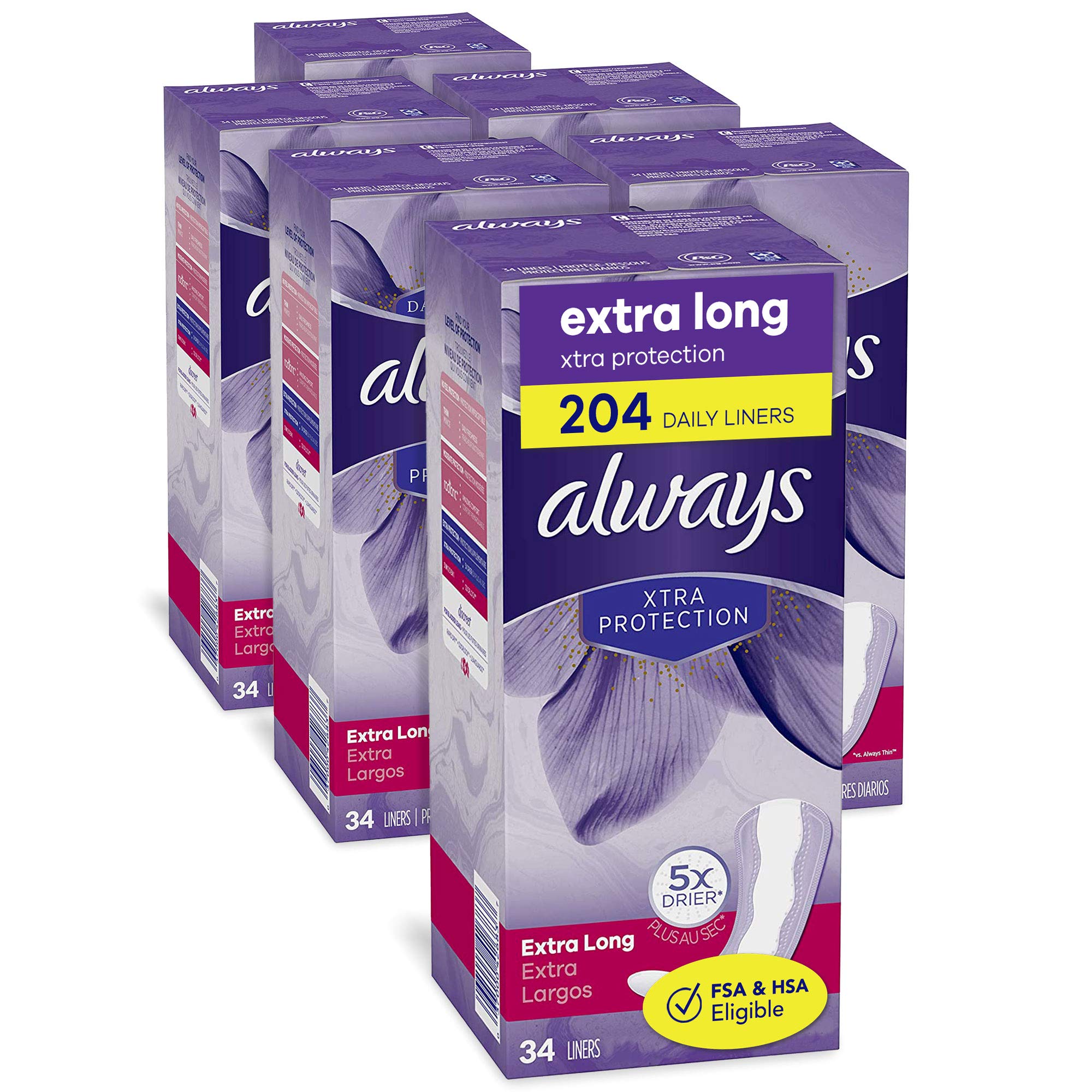 Always Anti-Bunch Xtra Protection Daily Liners, Extra Long Absorbency  Unscented, Extra Long Absorbency