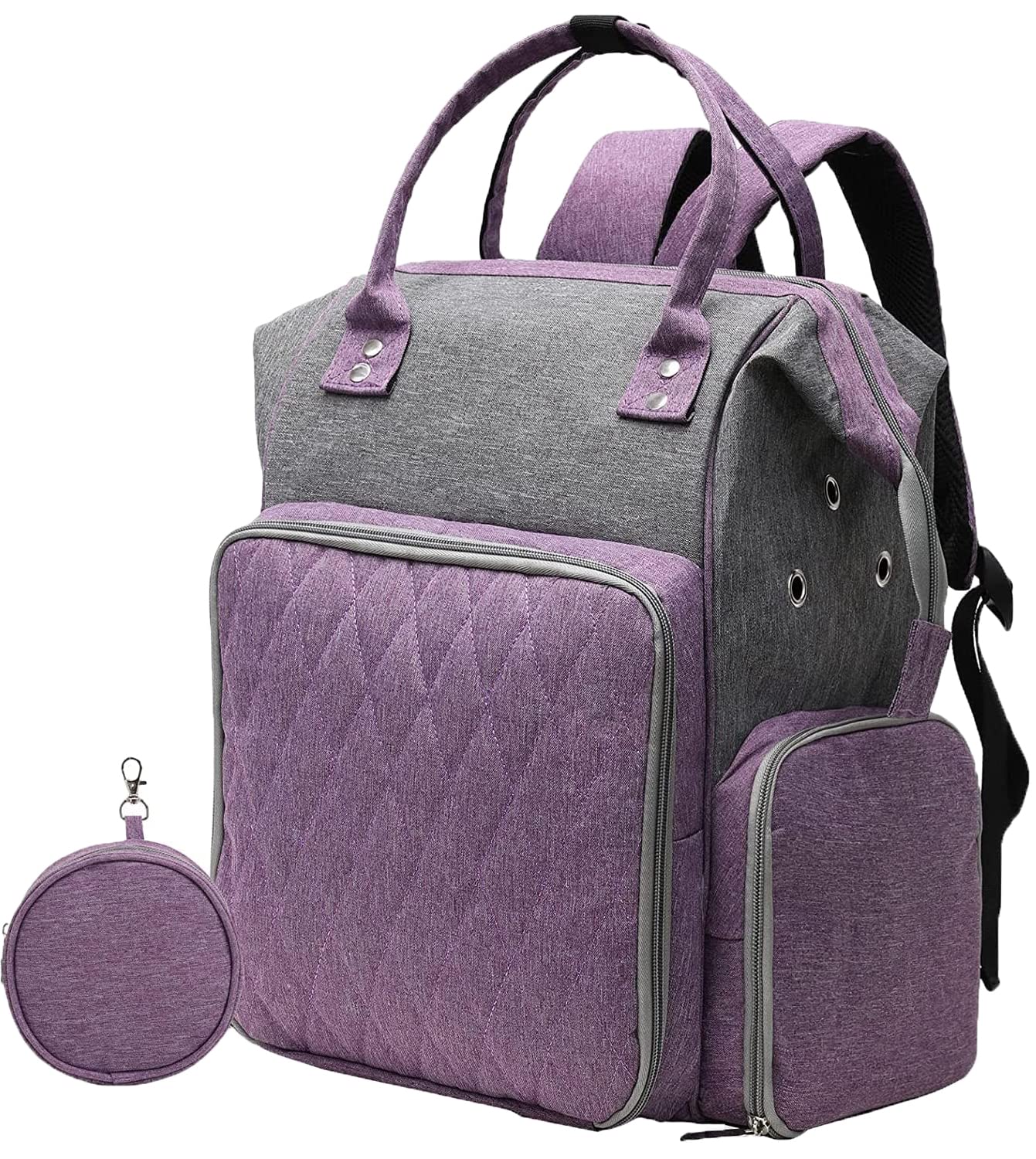 LoDrid Knitting Bag Backpack with Three Oversized Grommets, Travel Yarn Bag  with Steel Frame Top, Crochet Organizer for Crochet Hooks, Knitting