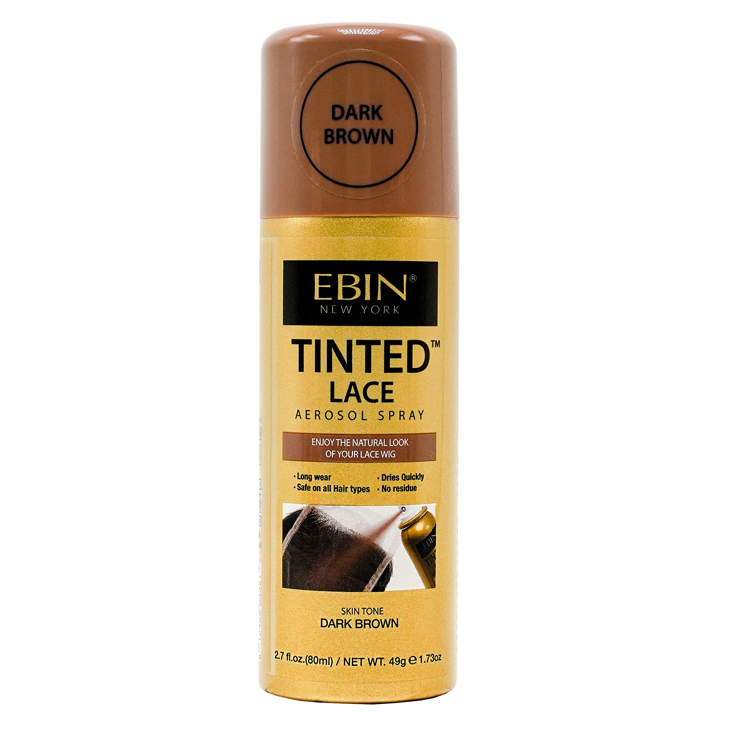 EBIN NEW YORK Tinted Lace Aerosol Spray - Dark Brown 2.7oz/ 80ml, Quick  dry, Water Resistant, No Residue, Water Resistant, Even Spray, Matching  Skin