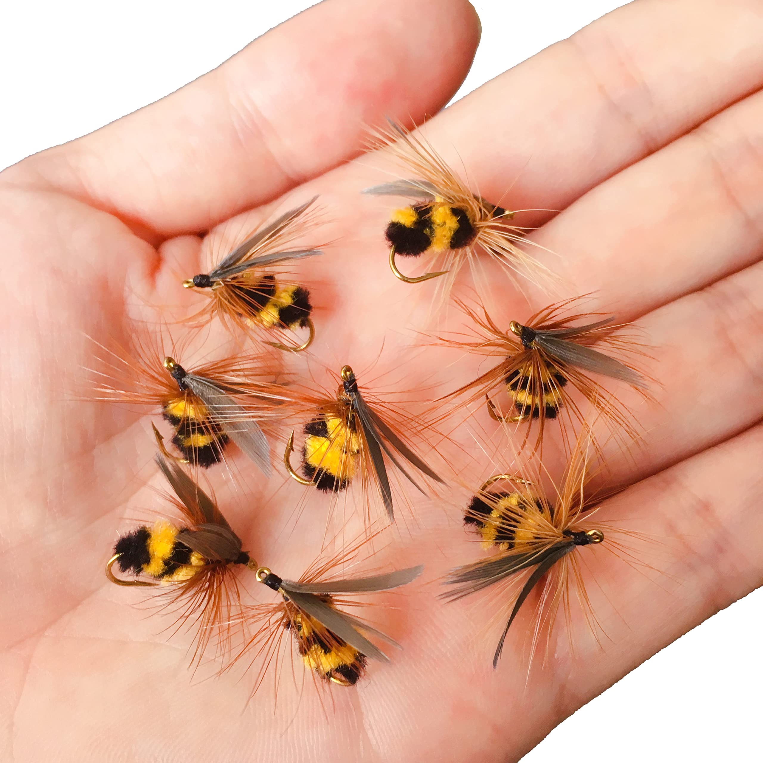 Premium Hand-Tied Fake Bees Wet Dry Fly Fishing Flies Nymph for
