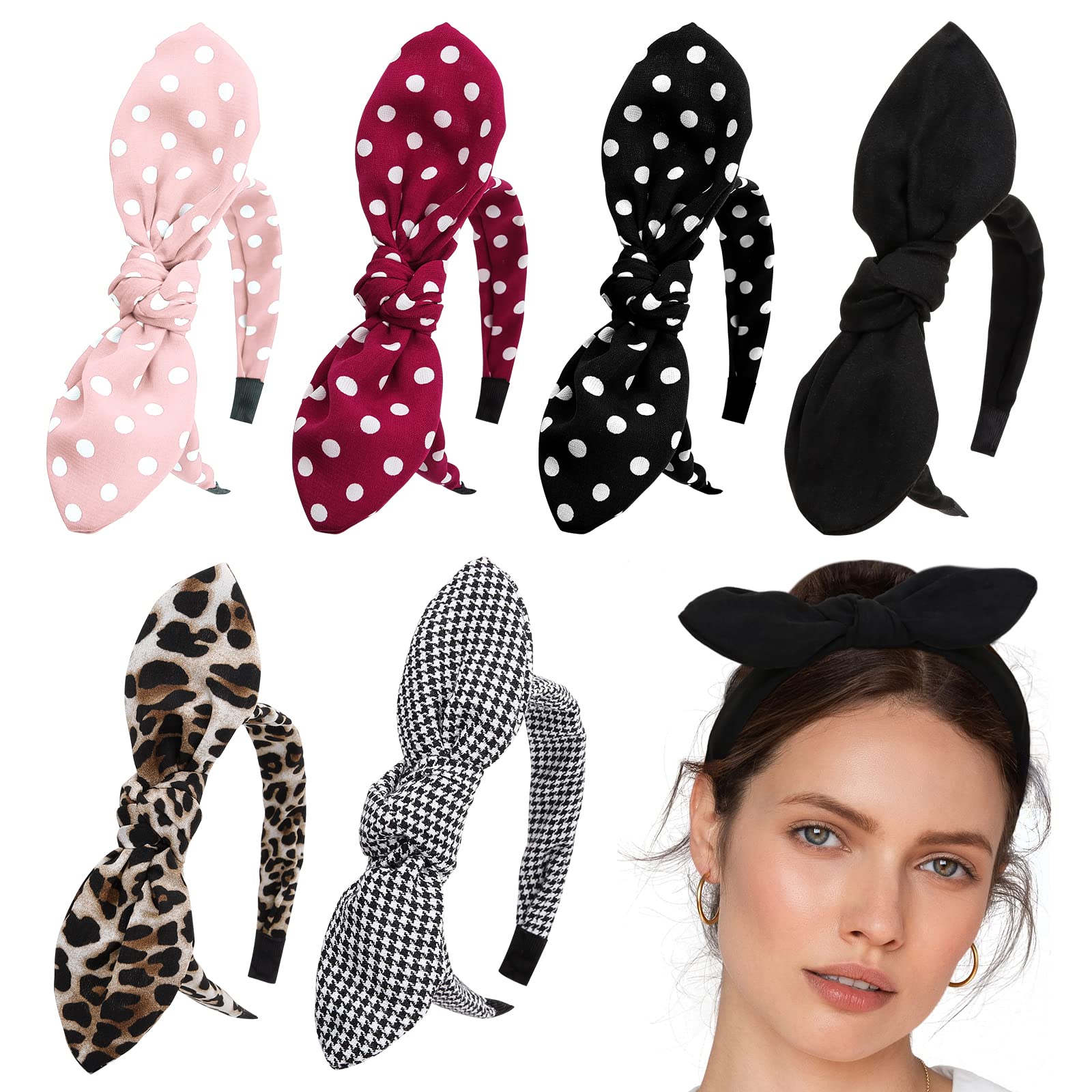 Women Headband Hairband Bow Dots Wide Knot Cross Tie Hair Band Hoop  Accessories