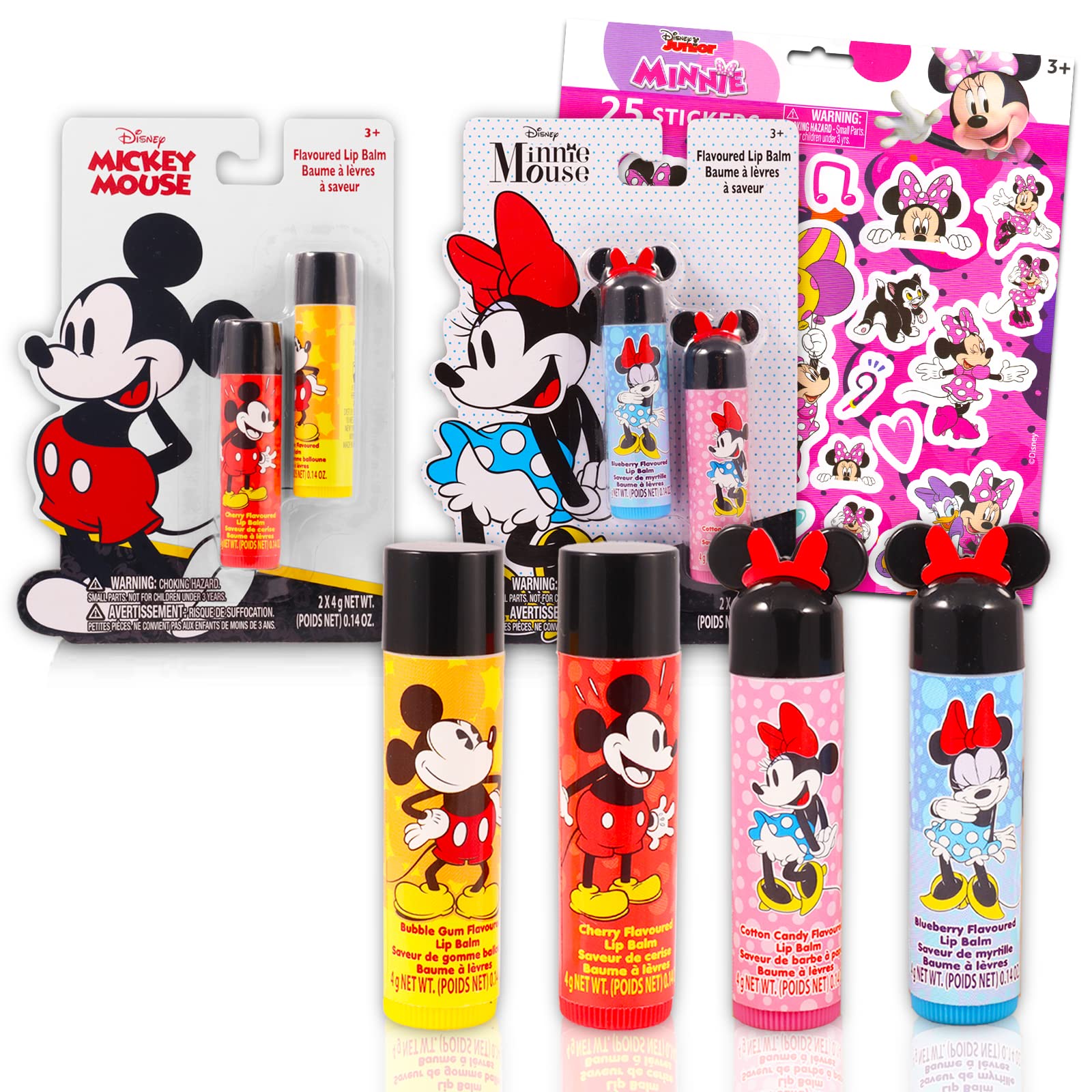 Classic Disney Disney Mickey And Minnie Mouse Lip Balm Tubes Bundle With 4 Lip Balms In