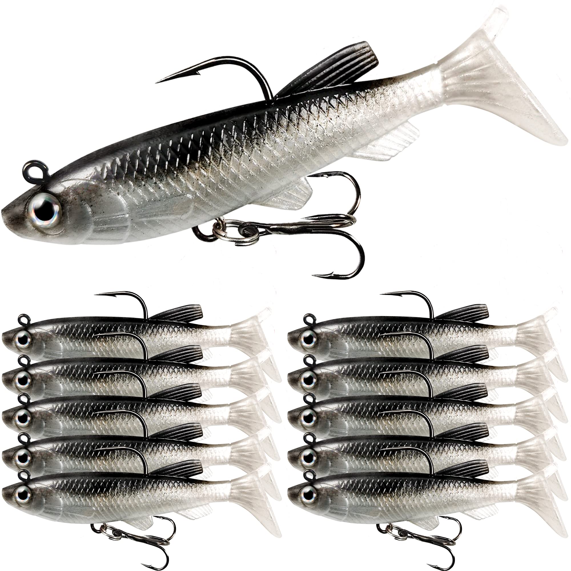 Bass Buster Whale Tails Soft Plastic Fishing Lures New Sealed 4 Pack W/Jig  Head