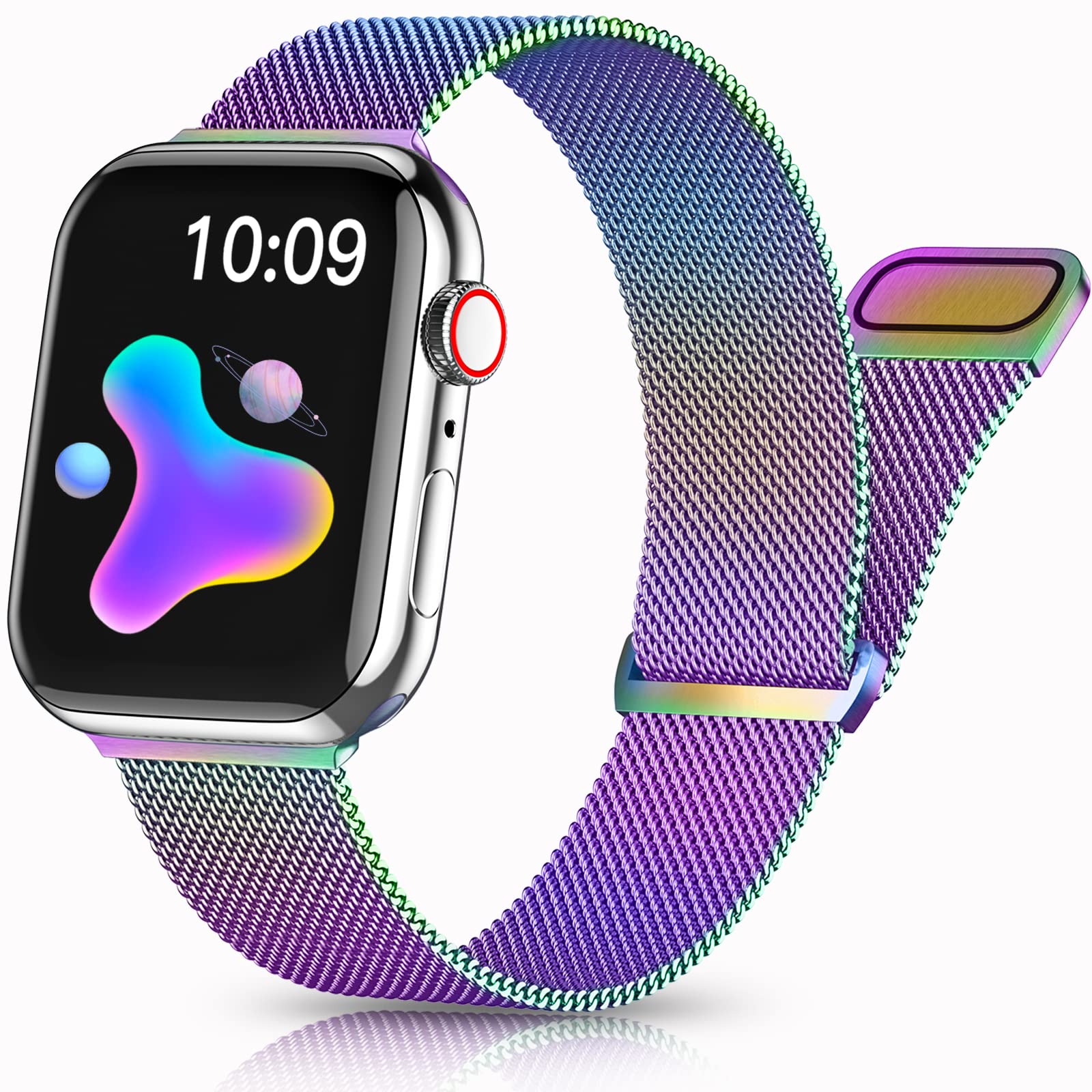  Milanese Stainless Steel Metal Mesh Loop Strap Compatible with Apple  Watch Band Series 8 7 6 5 4 3 2 1 SE Ultra 45mm 44mm 42mm 41mm 40mm 38mm,  No Tools