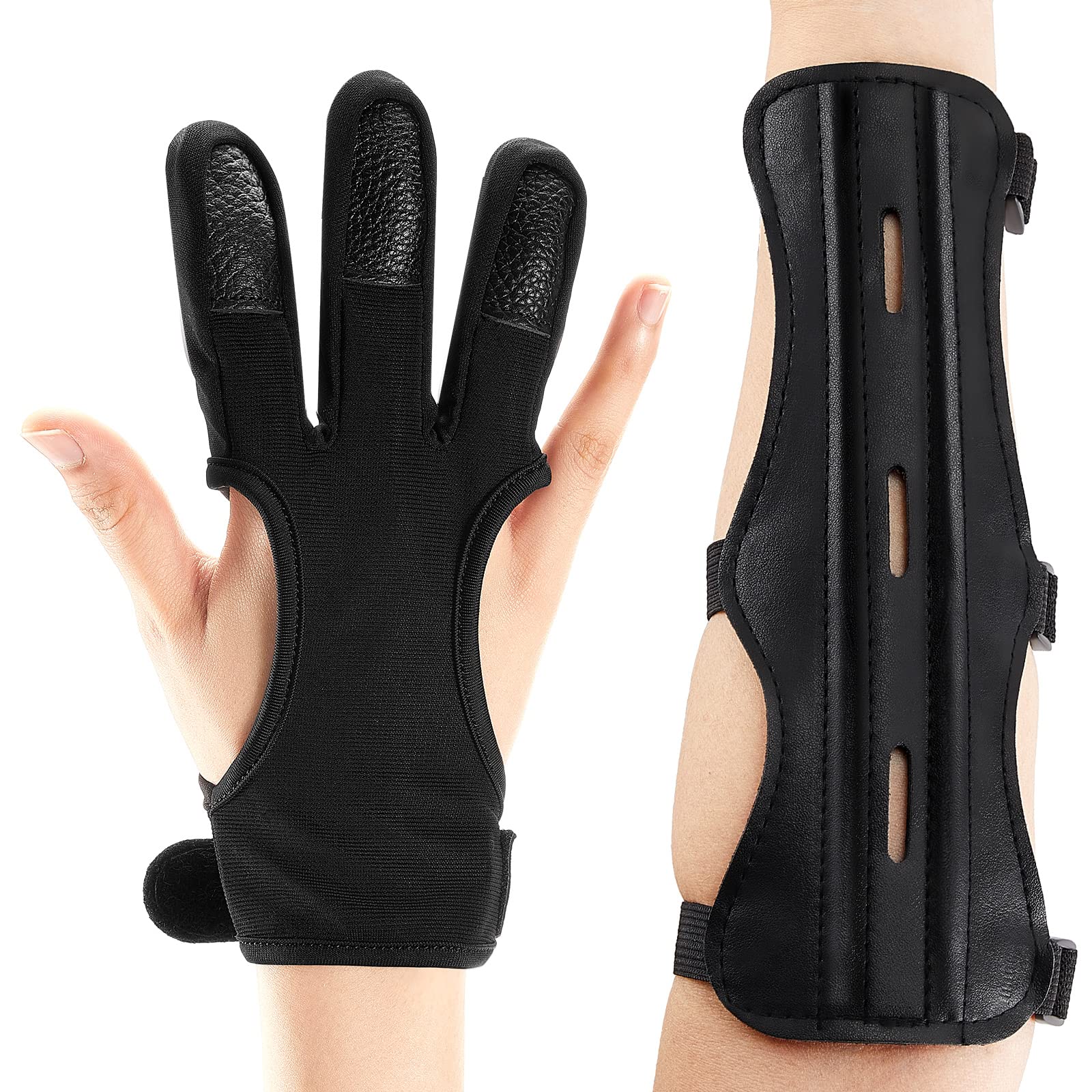 2 Pcs Archery Arm Guard Archery Glove Youth Kit Adjustable 3 Strap