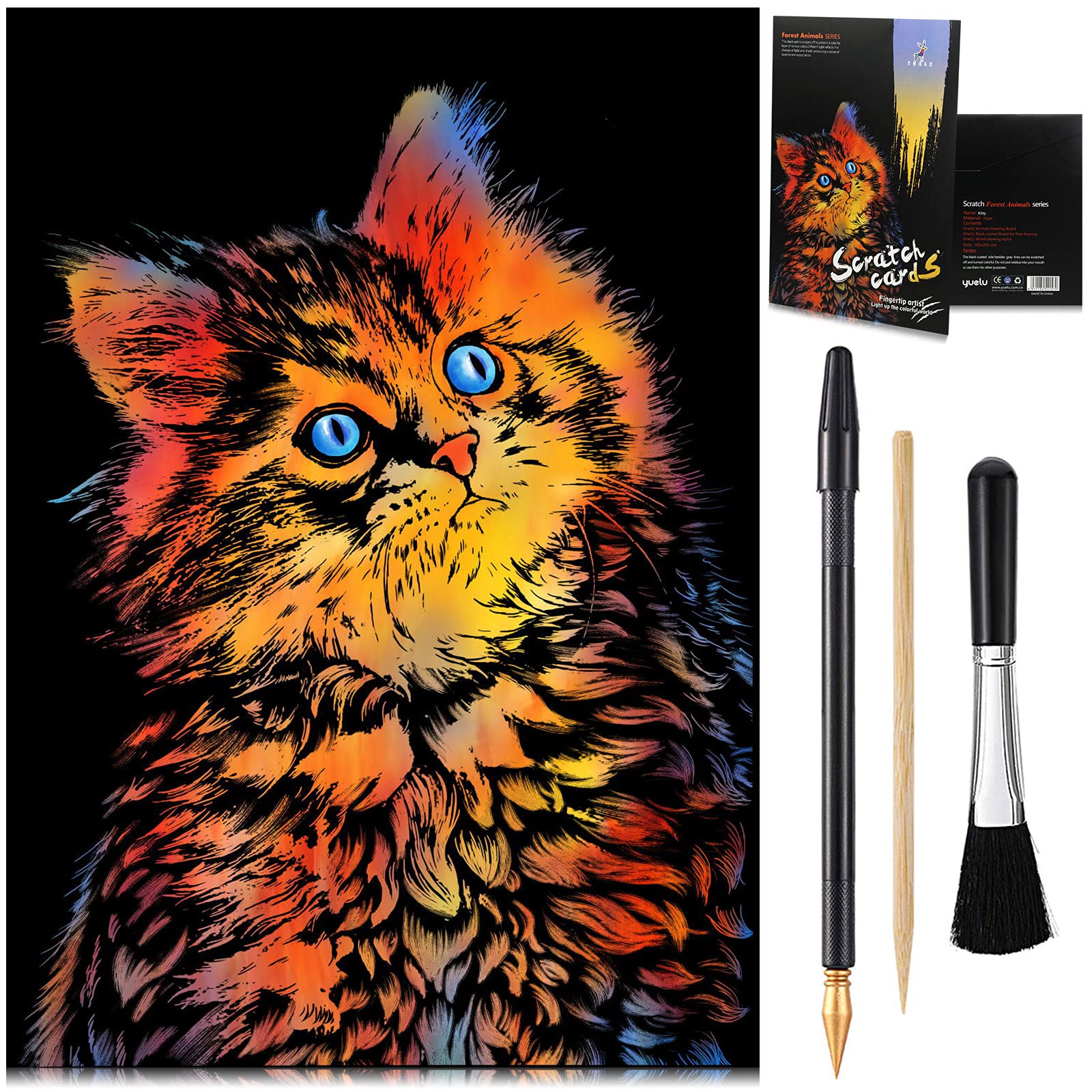 Scratch Art Rainbow Painting Paper Animal 16” x 11.2”, DIY Crafts Womens  Hobbies Engraving Art Scratchboard for Adults & Boy, Birthday Gift Set: 4