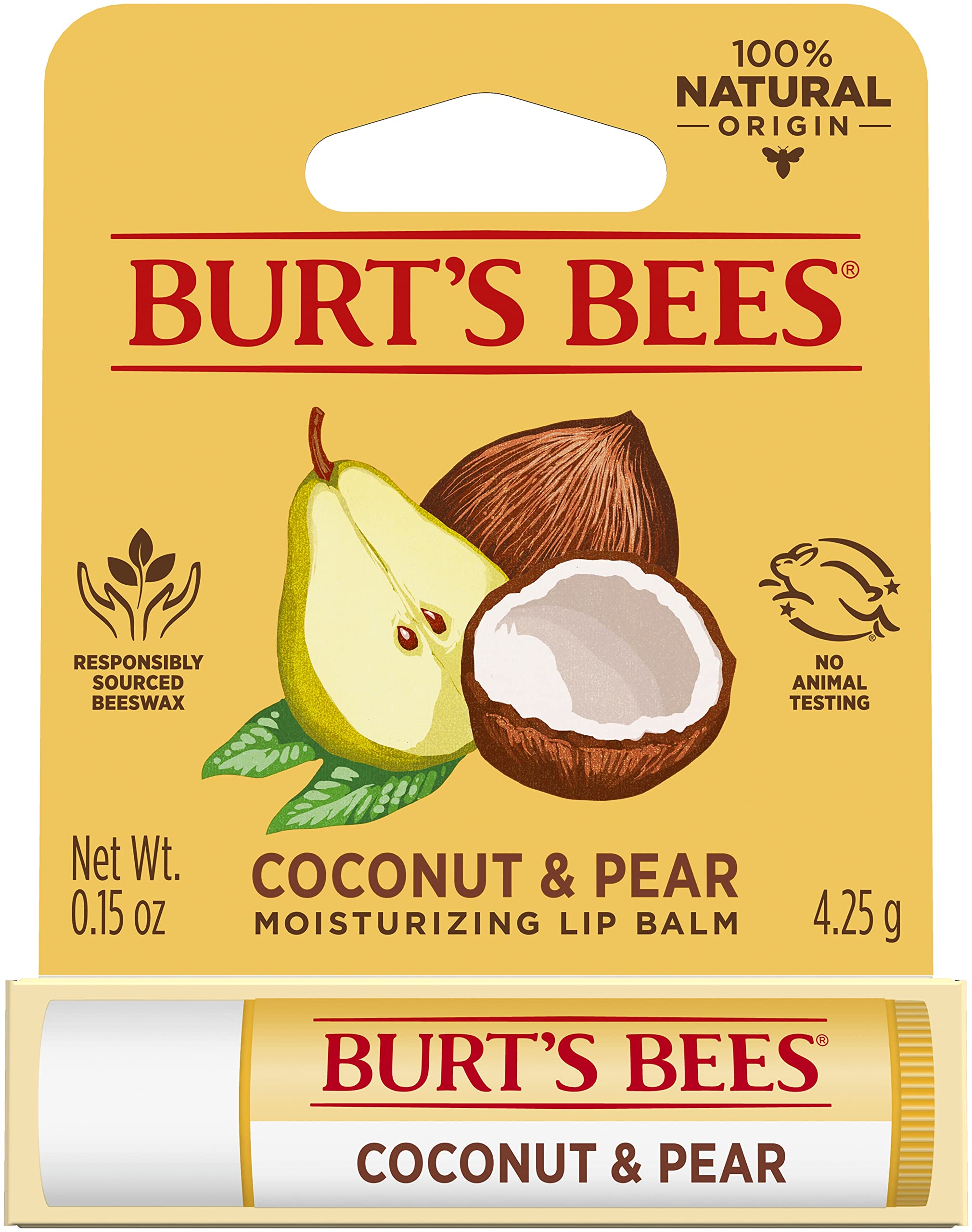  Burts Bees 100% Natural Origin Moisturizing Lip Balm, Original  Beeswax, 100% Natural Origin, 0.15 Ounce Tube, Pack May Vary : Beauty &  Personal Care