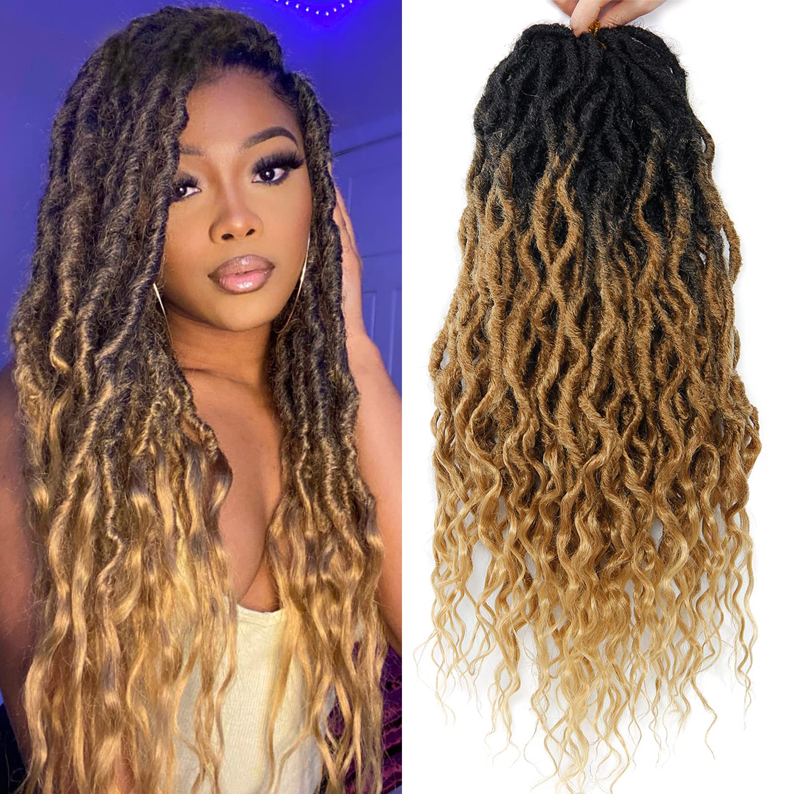 Goddess Box Braids with Curly Ends Ombre Brown Synthetic Crochet Hair  Extensions