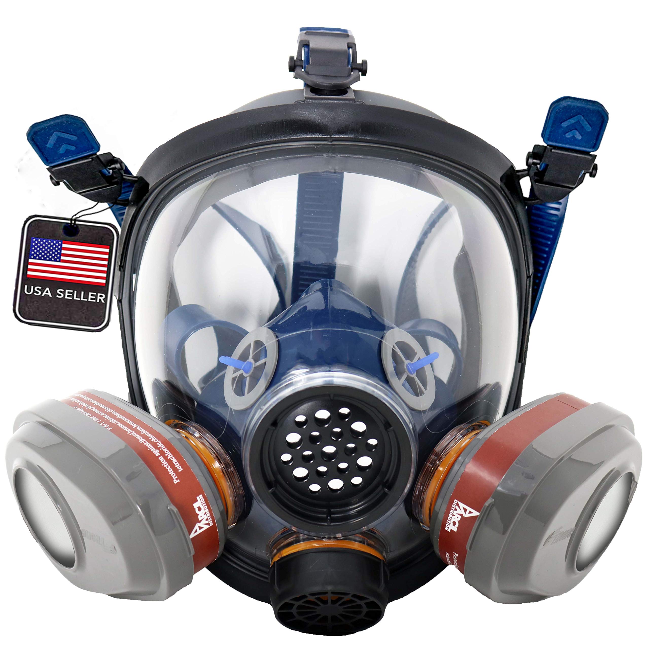 Parcil Distribution PD-101 Full Face Organic Vapor Respirator Full  Manufacturer Warranty ASTM Tested Double Activated Charcoal Air filter  Industrial Grade Quality