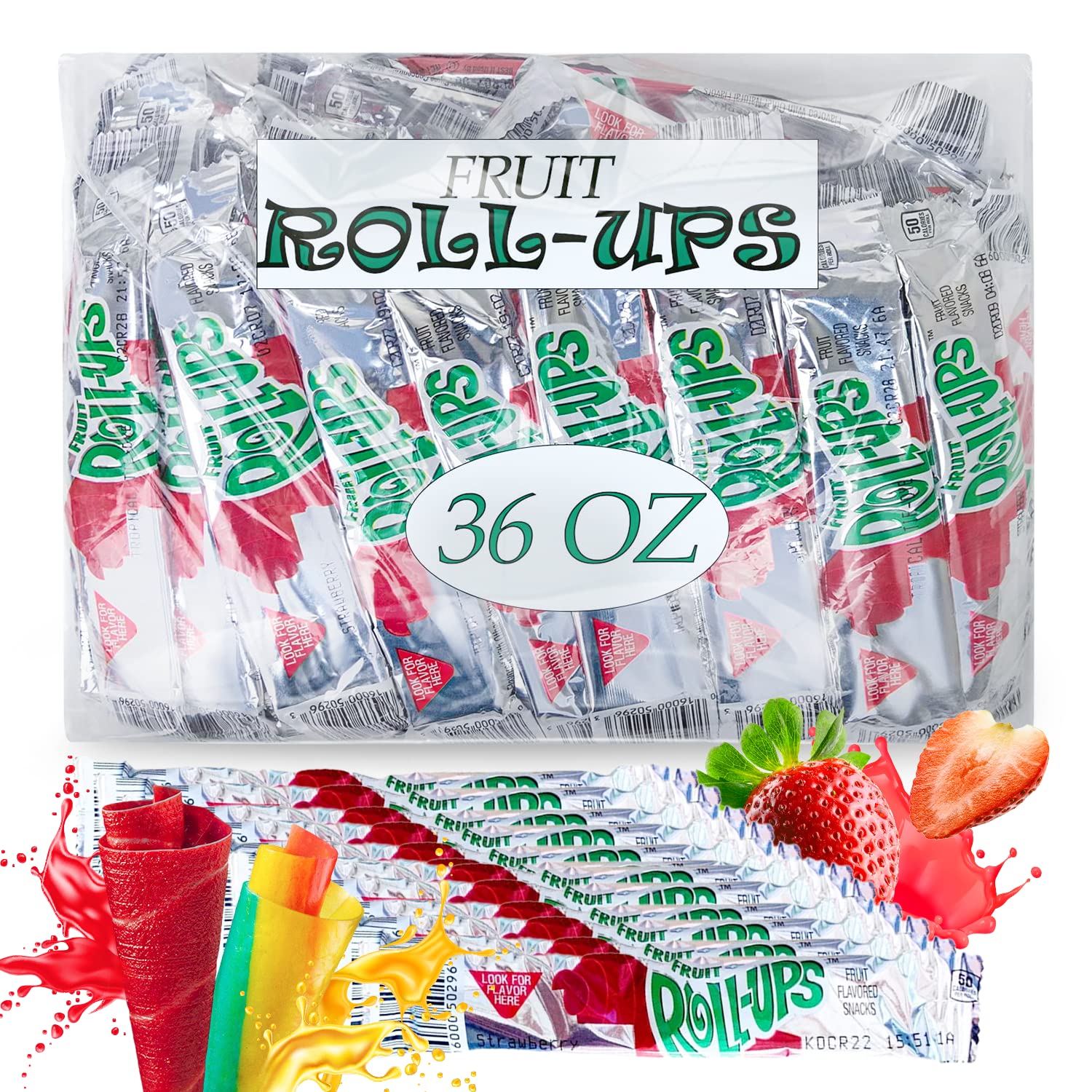 Bools Fruit Roll-Ups Variety Pack - 36 Ounce Individually Wrapped Fruity  Snacks in Strawberry & Tropical