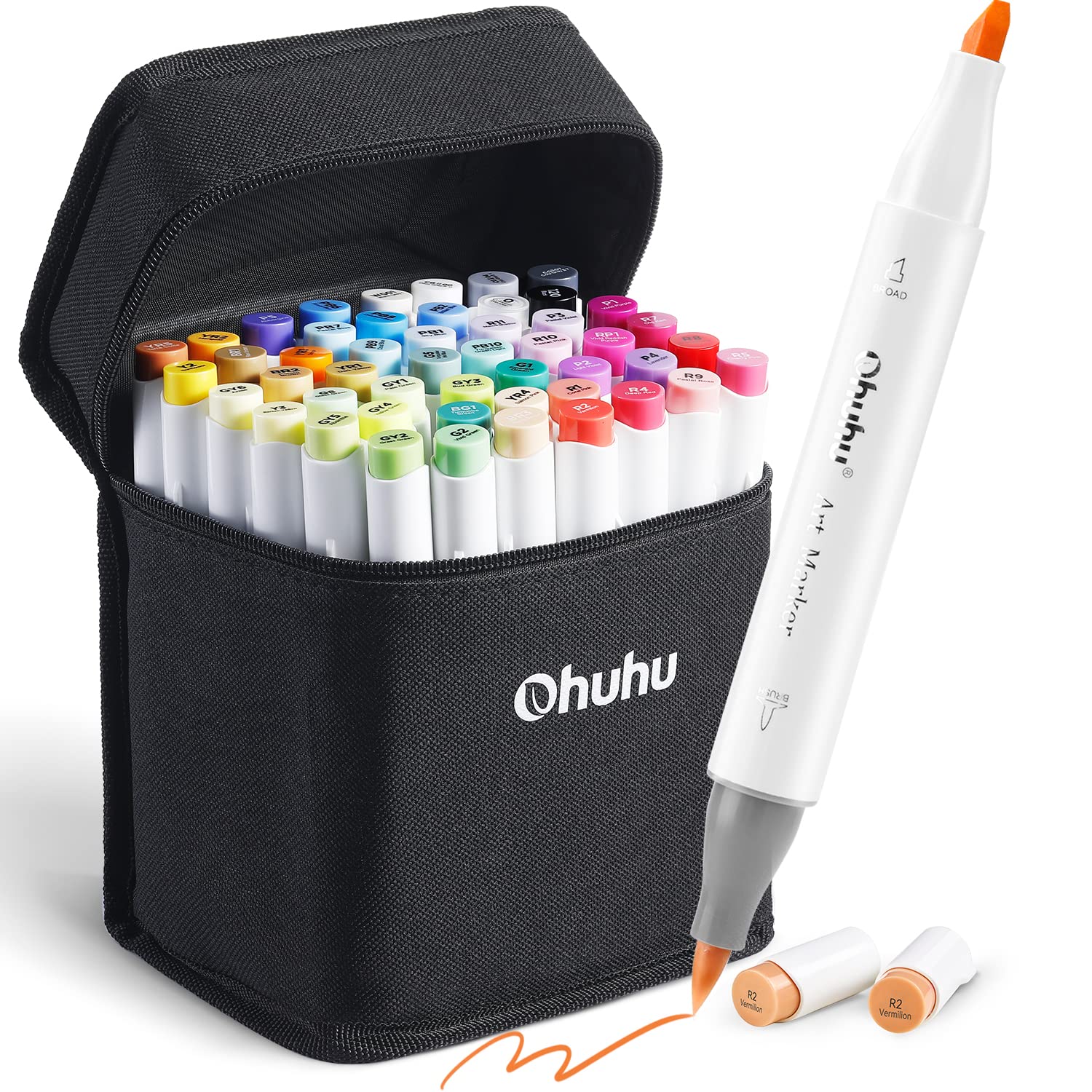 Ohuhu Pastel Markers Brush Tip, Alcohol-Based Markers Double Tipped Artist  Art Markers for Sketch Adults' Coloring Illustration, 48 Pastel Colors +1  Alcohol Marker Blender + Marker Case, Brush & Fine : 