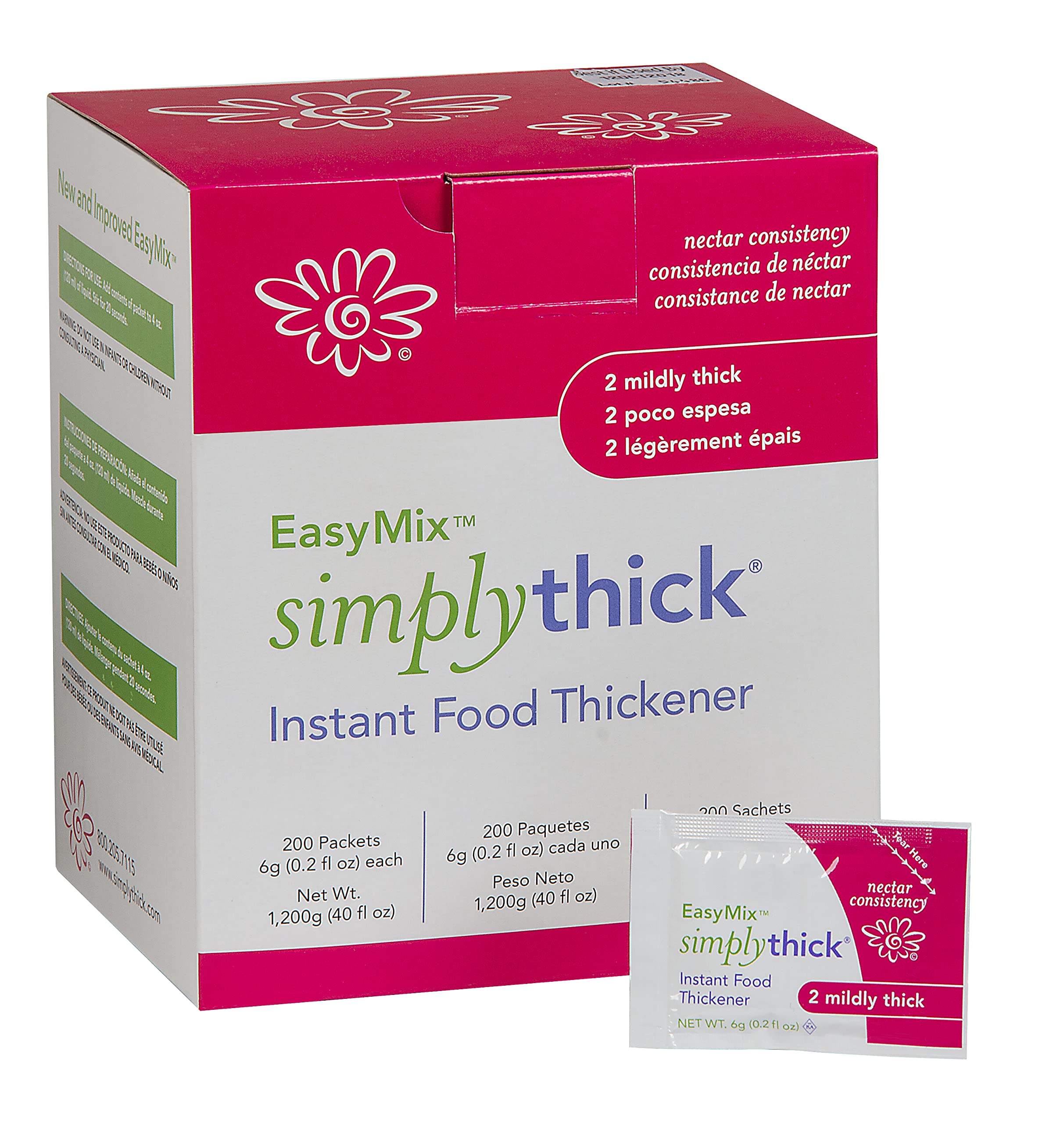 SimplyThick EasyMix, 100 Count of 4g Individual Packets, Gel Thickener  for those with Dysphagia & Swallowing Disorders