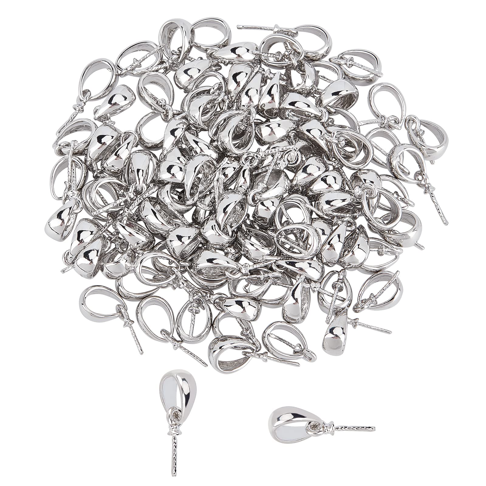 100Pcs 2 Styles Cup Pearl Peg Bails Cup Eye Pin Bail Pendants Silver Eye  Pin Bail Caps Pin Pendants for Jewelry Making Half Drilled Beads, Pin:  0.8mm 