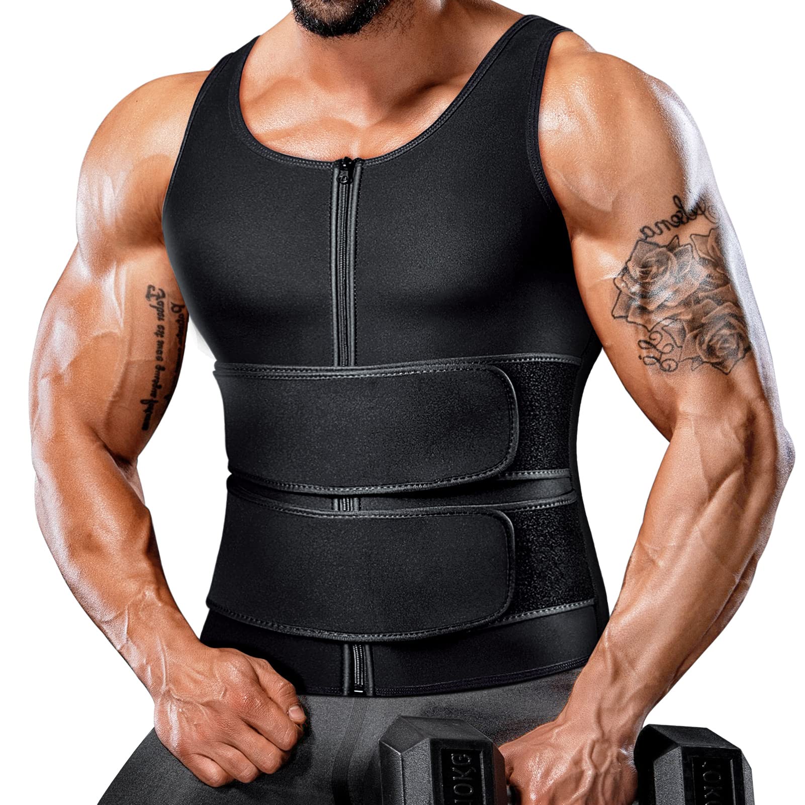 Sauna Waist Trainer For Women Long Torso Plus Size Sweating  Belts Zipper Bones Workout Trimmer Neoprene Exercise Black 6XL