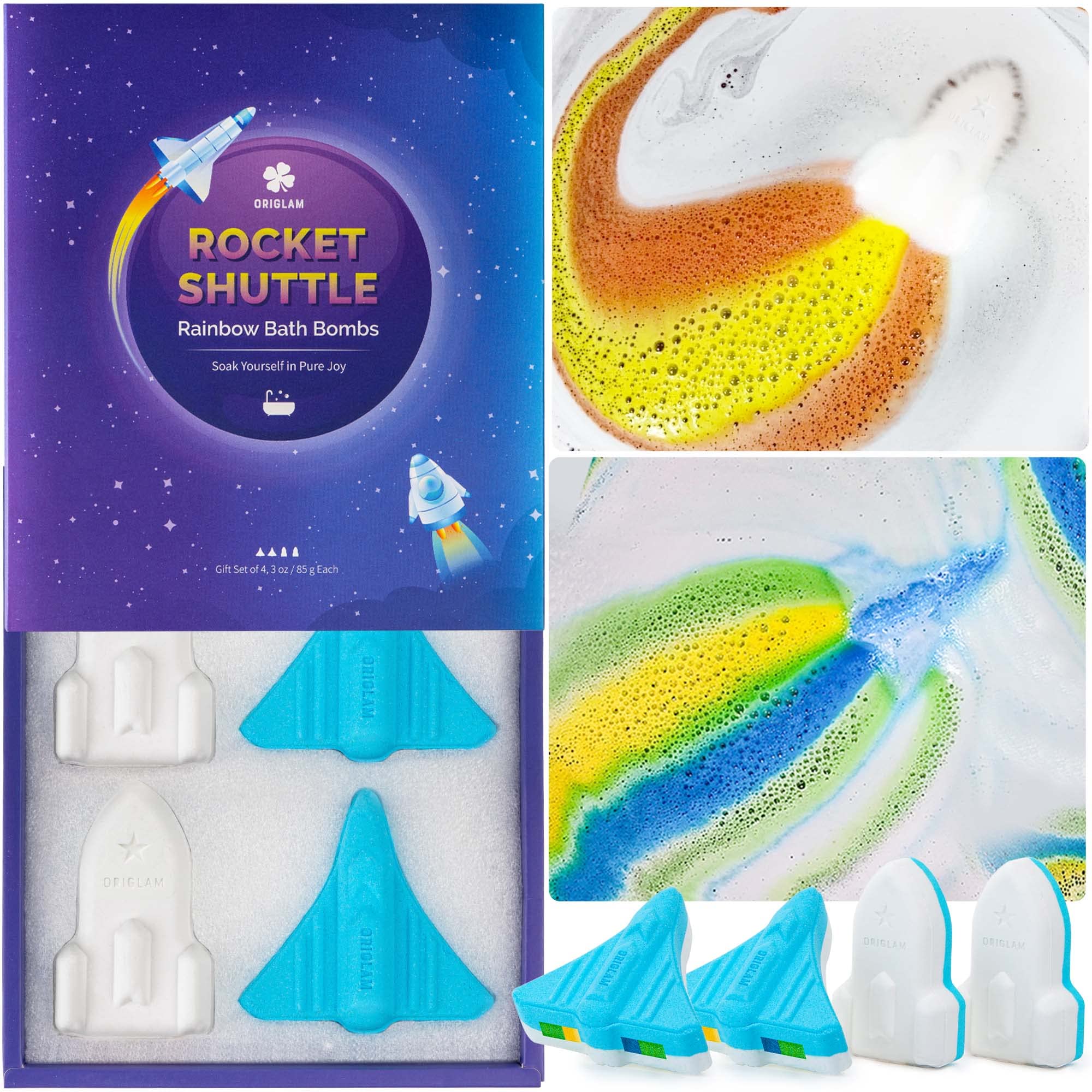 ORIGLAM Bath Bombs for Kids Space Shuttle & Rocket Bath Bombs with