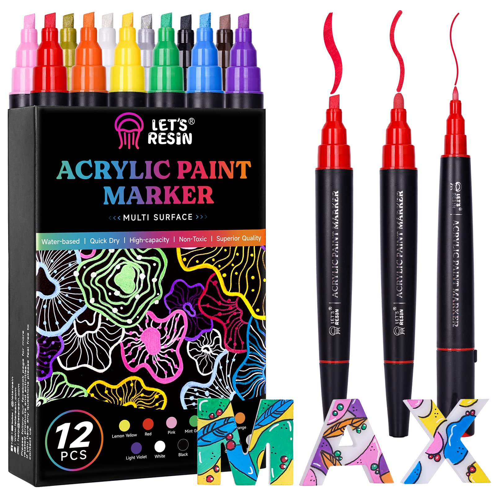 Pintar Art Supply PINTAR Premium Acrylic Paint Pens - 4 (0.7mm), 4