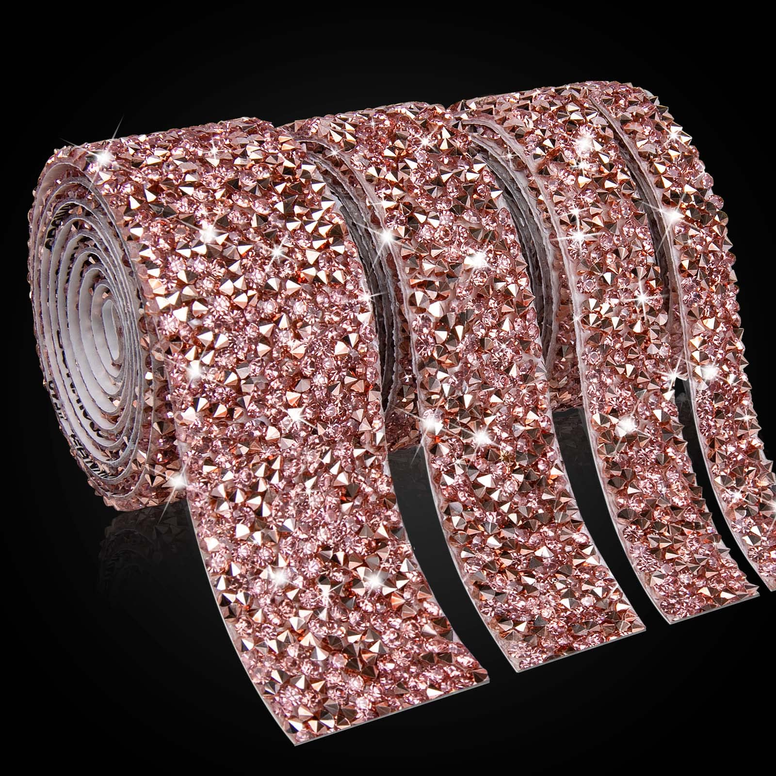 3 Yards Resin Rhinestone Ribbons Self Adhesive Diamond Ribbon Crystal Roll  Glitter Bling for DIY Art Crafts (Silver AB Color, 0.4 Inch)