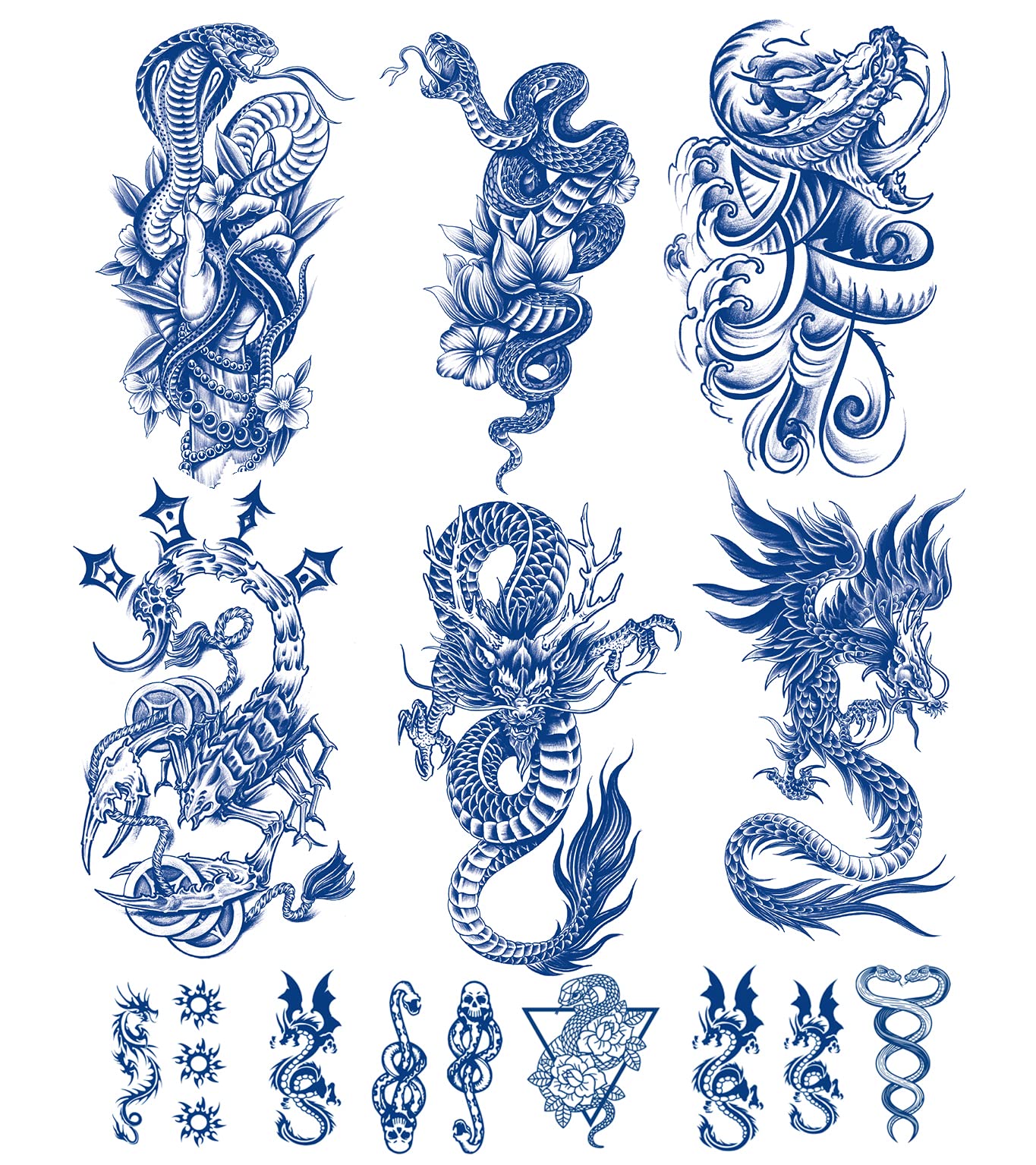 10 Sheets Large Dragon Temporary Tattoo Stickers for Men Women Adults Fake  Sleeve Tattoos Large Tribal Totem Dragons Fake Tattoo Black Realistic  Animals Teens Body Art Tattoo
