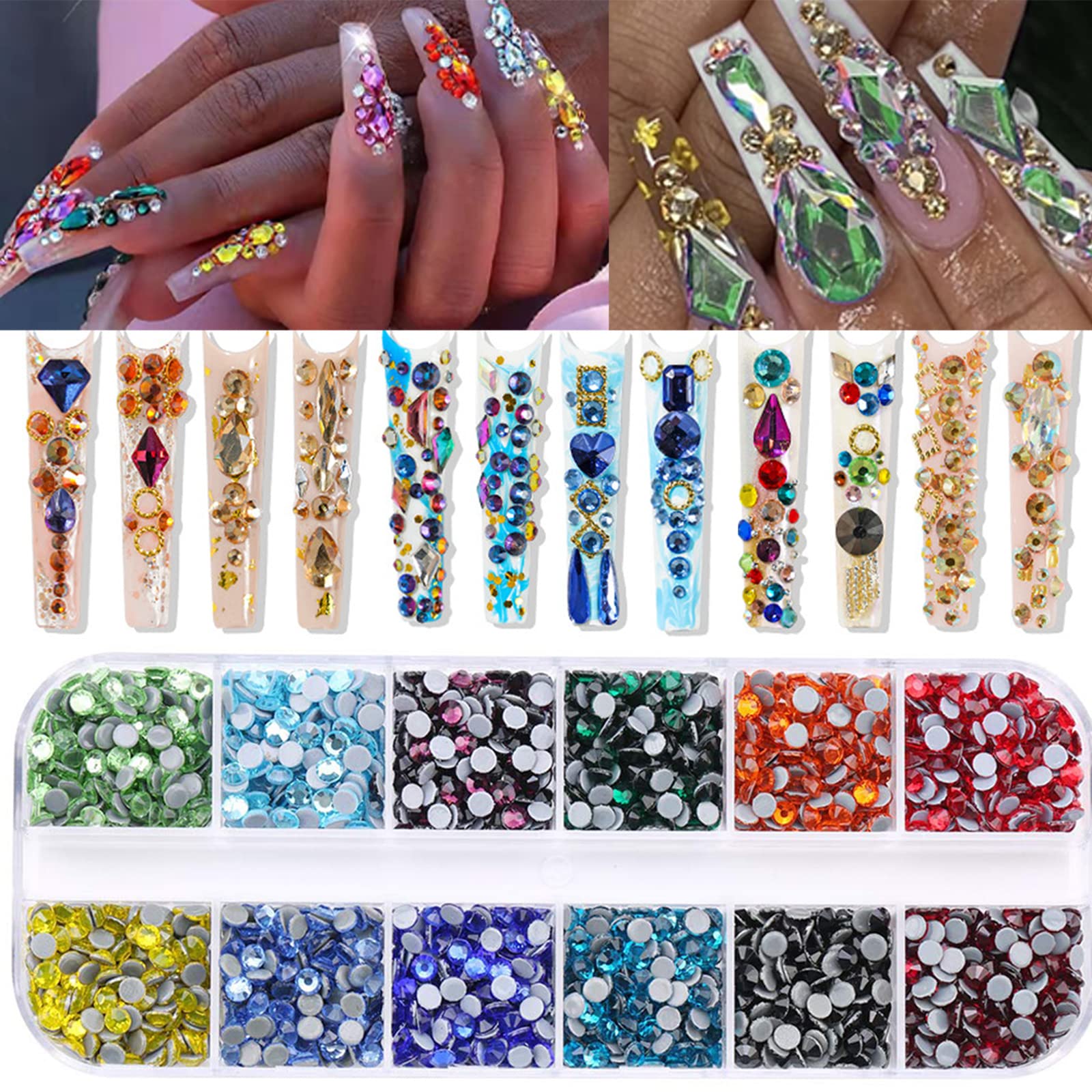 Nail Gems with Crystals Rhinestones, Nail Art Supplies Diamond Nails Stones  for Nails Decoration Makeup - style 4